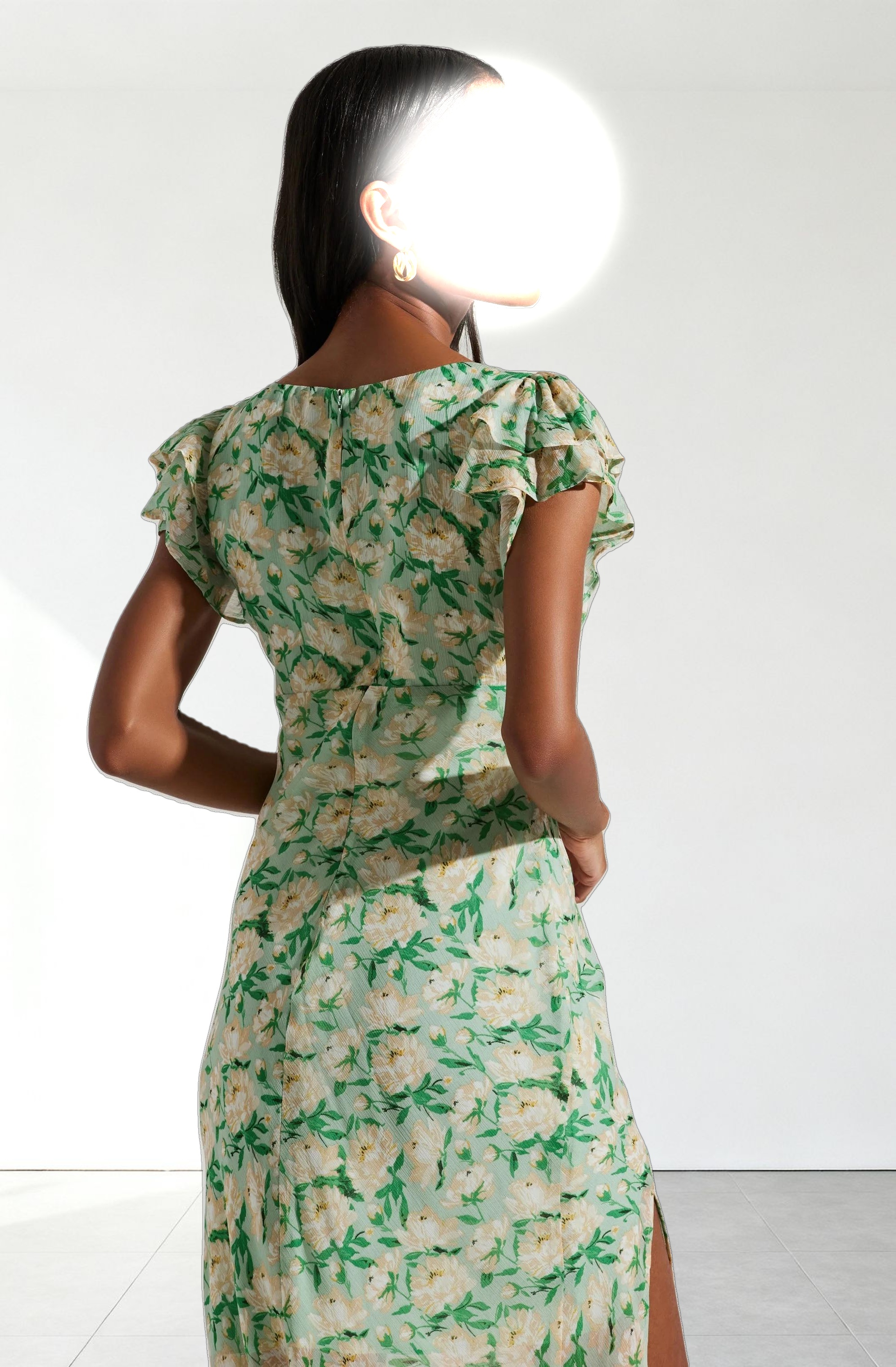 Maisy Floral Flutter Sleeve Midi Dress