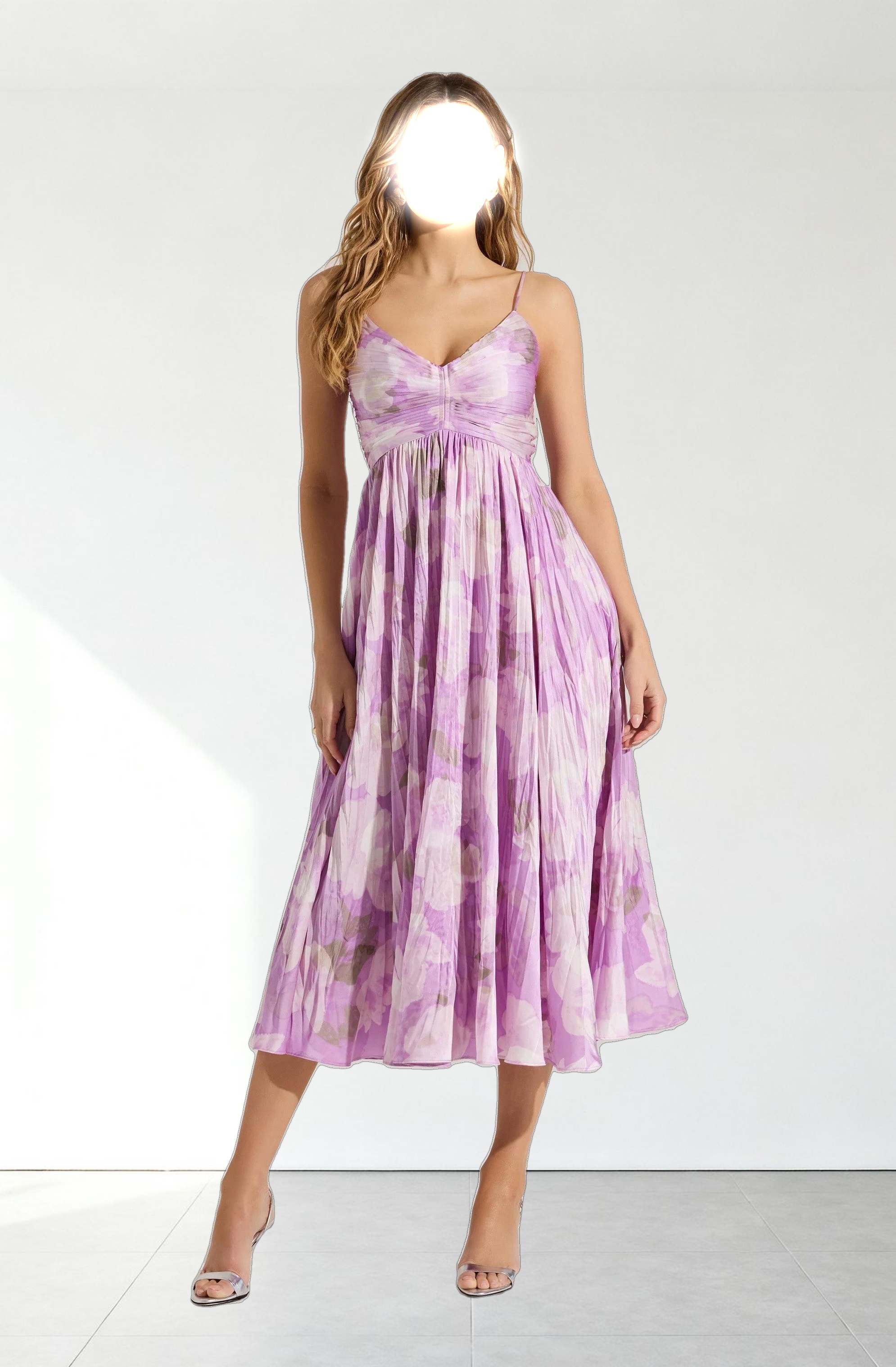 Maeve Printed Pleated Midi Dress