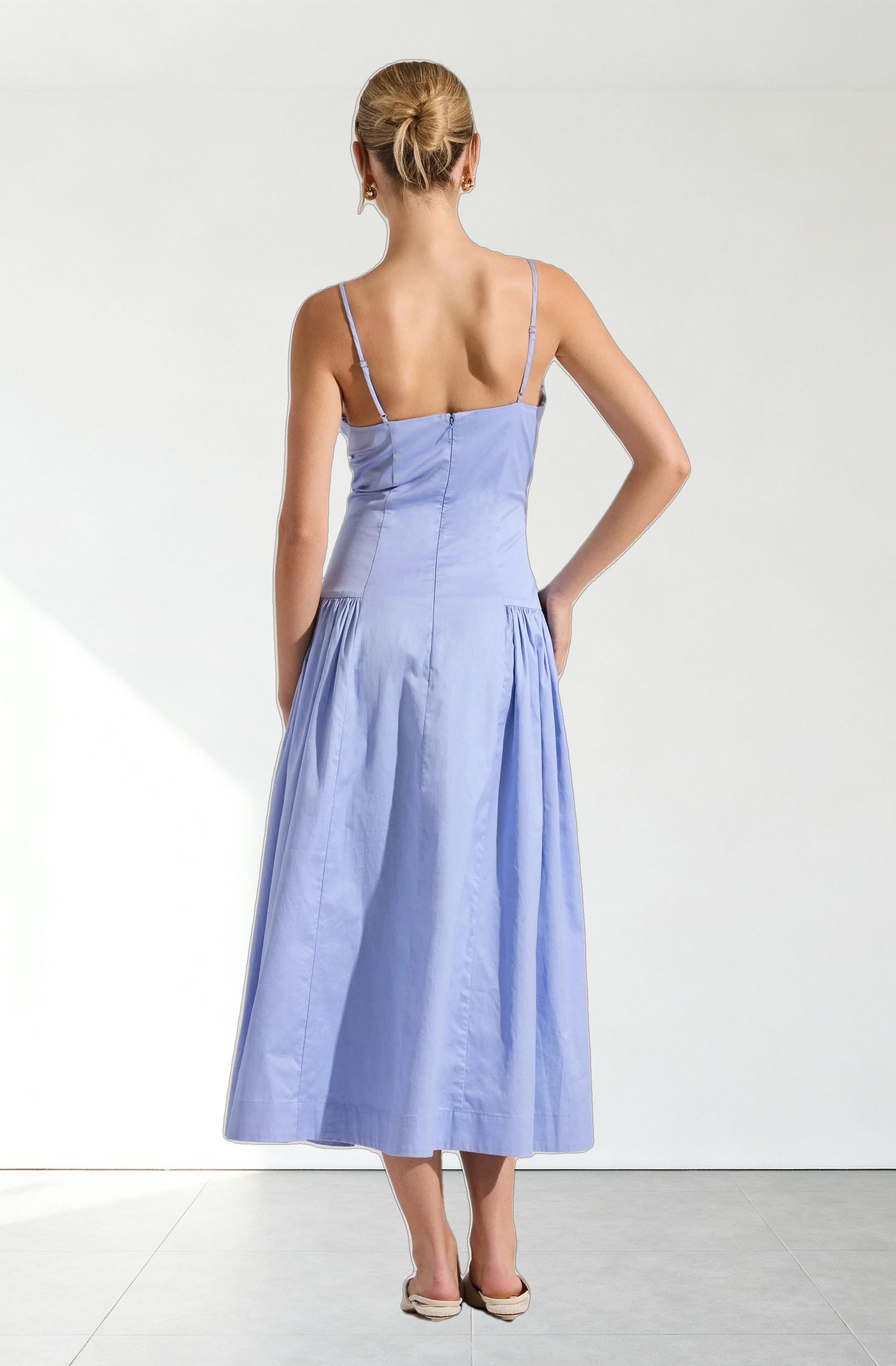 High Square Neck Midi Dress