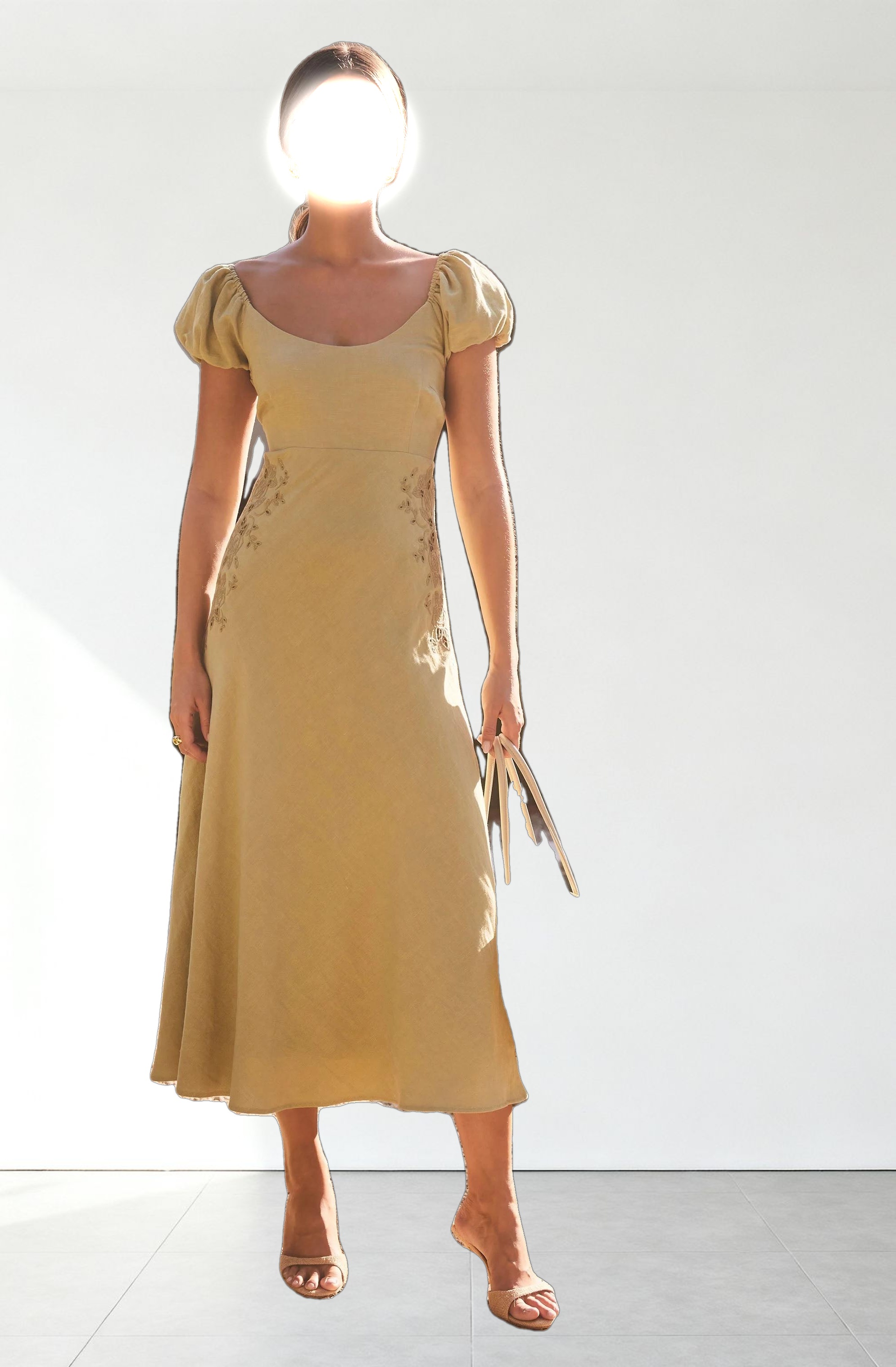 Leocadia Embroidered Puff Sleeve Dress