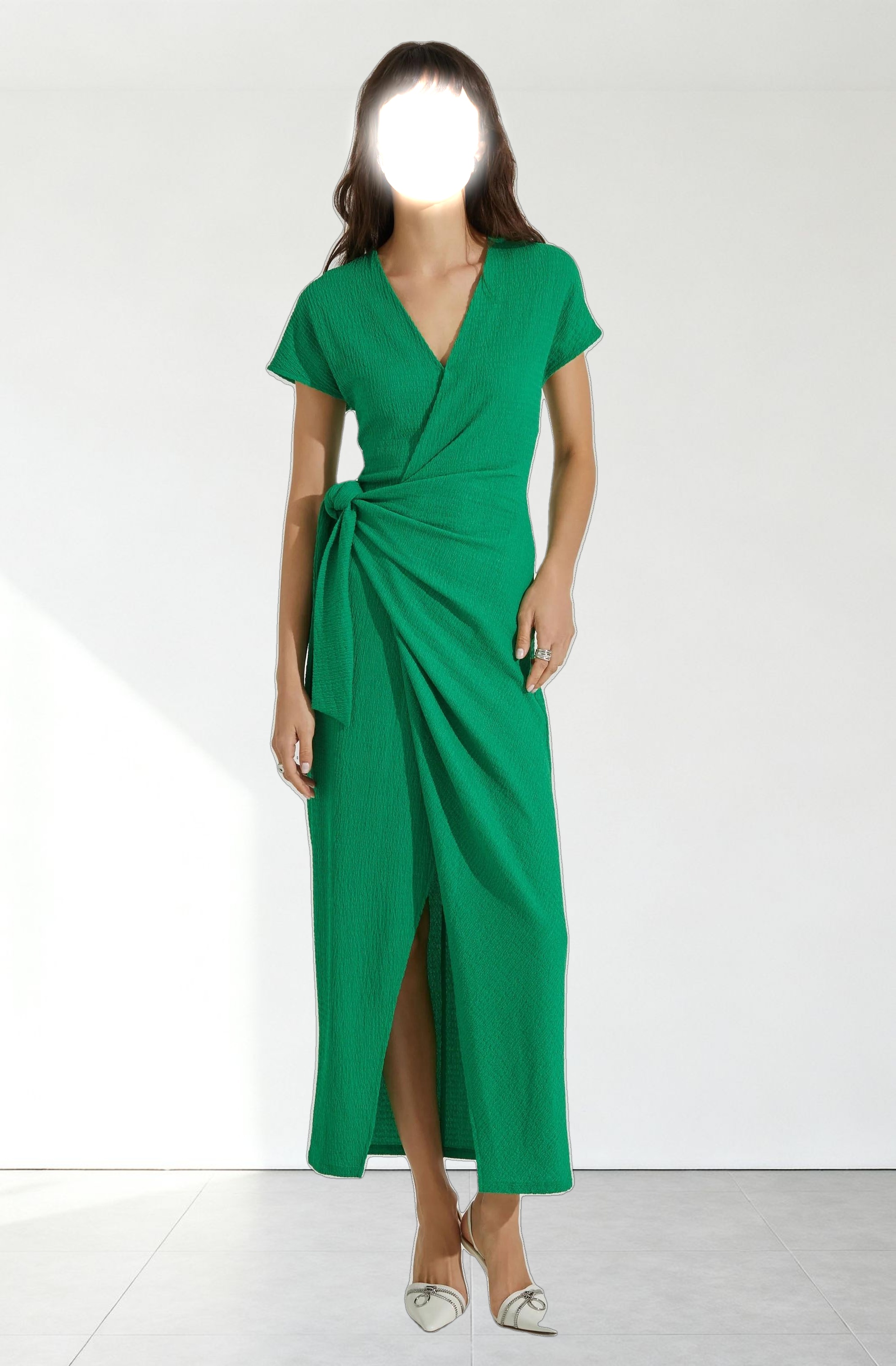 Knit Wrap Midi Dress