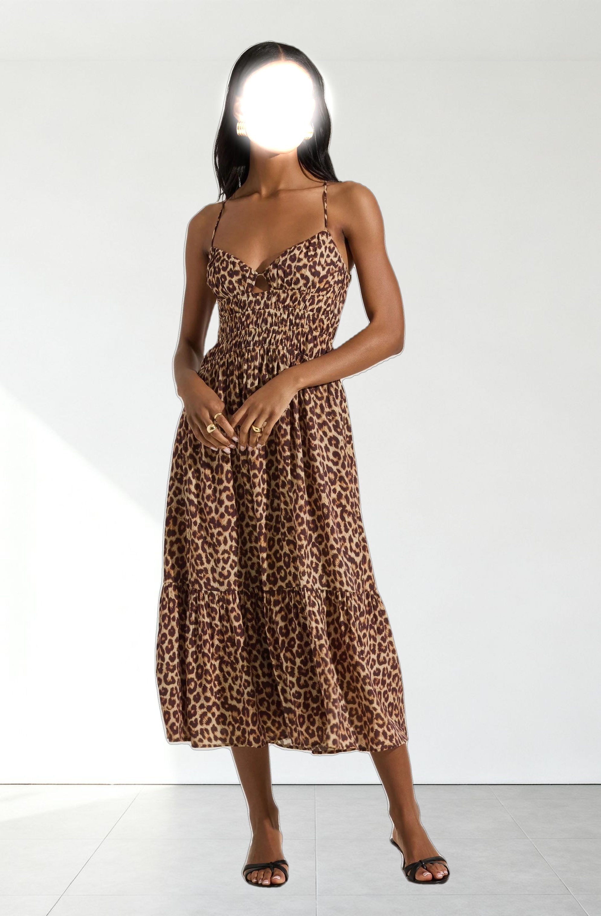 Eleni Leopard Print Midi Dress