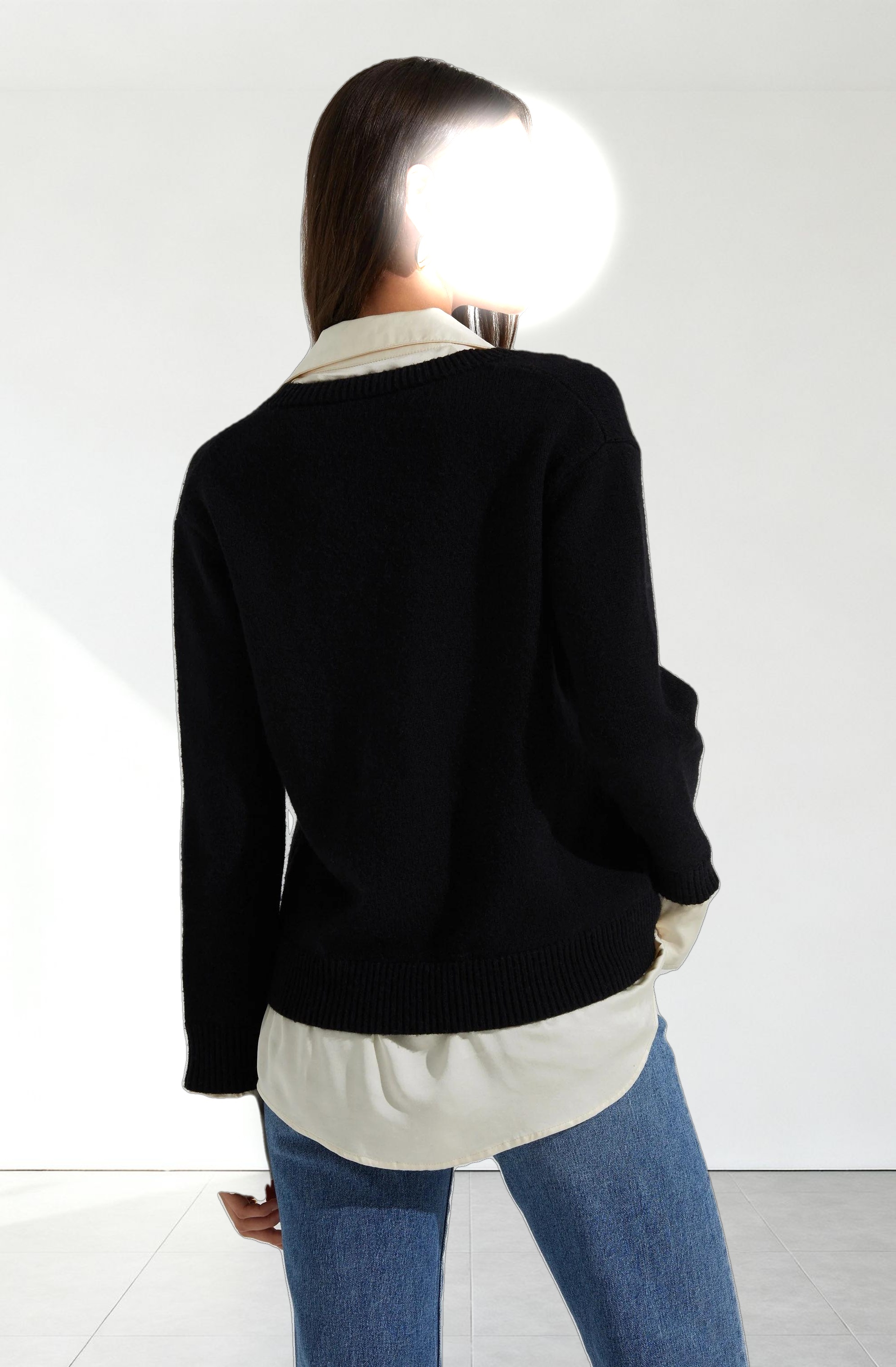 Jianna Mixed Media Layered Sweater