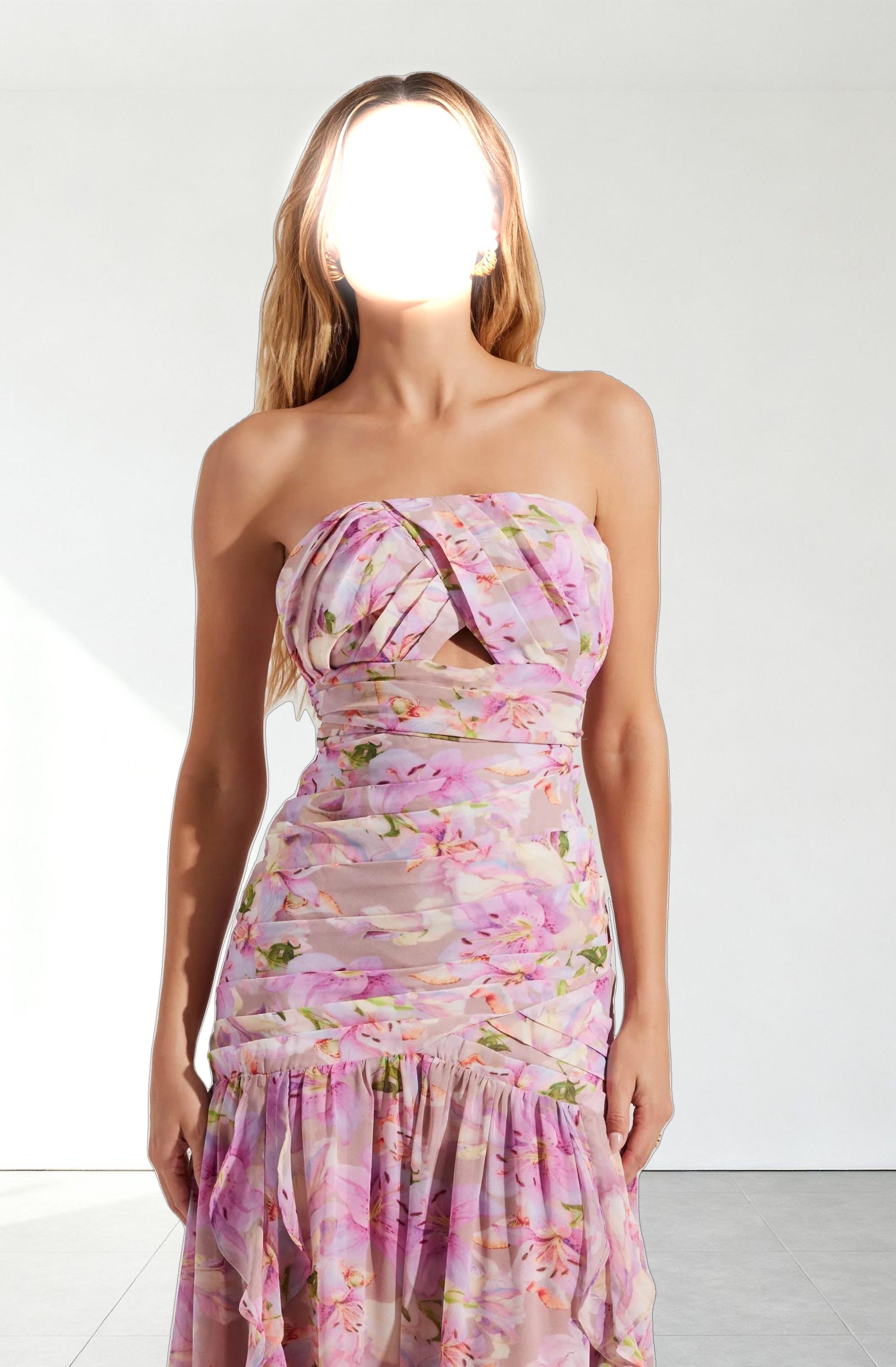 Estefany Strapless Pleated Maxi Dress