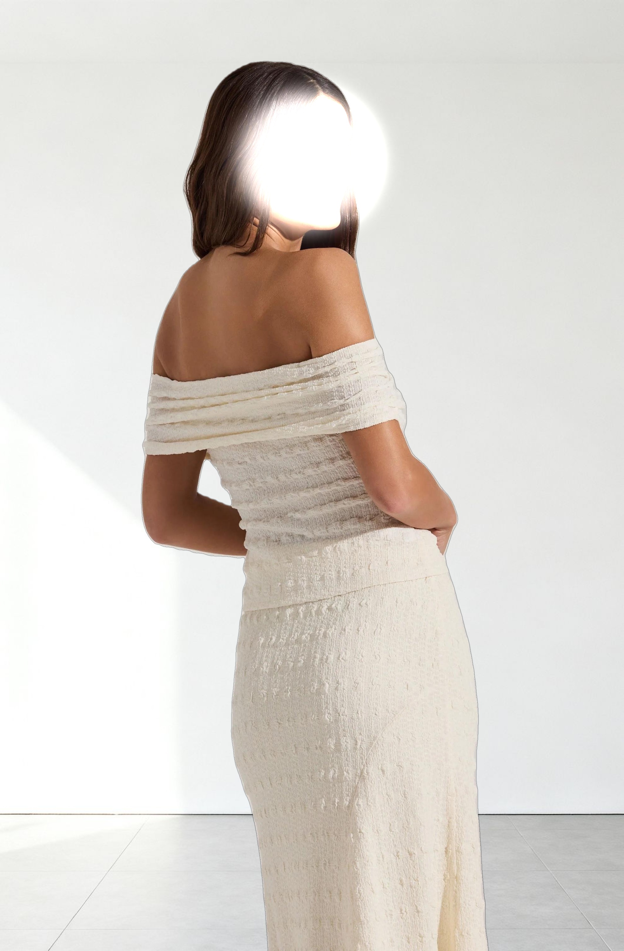 Off Shoulder Textured Knit Top