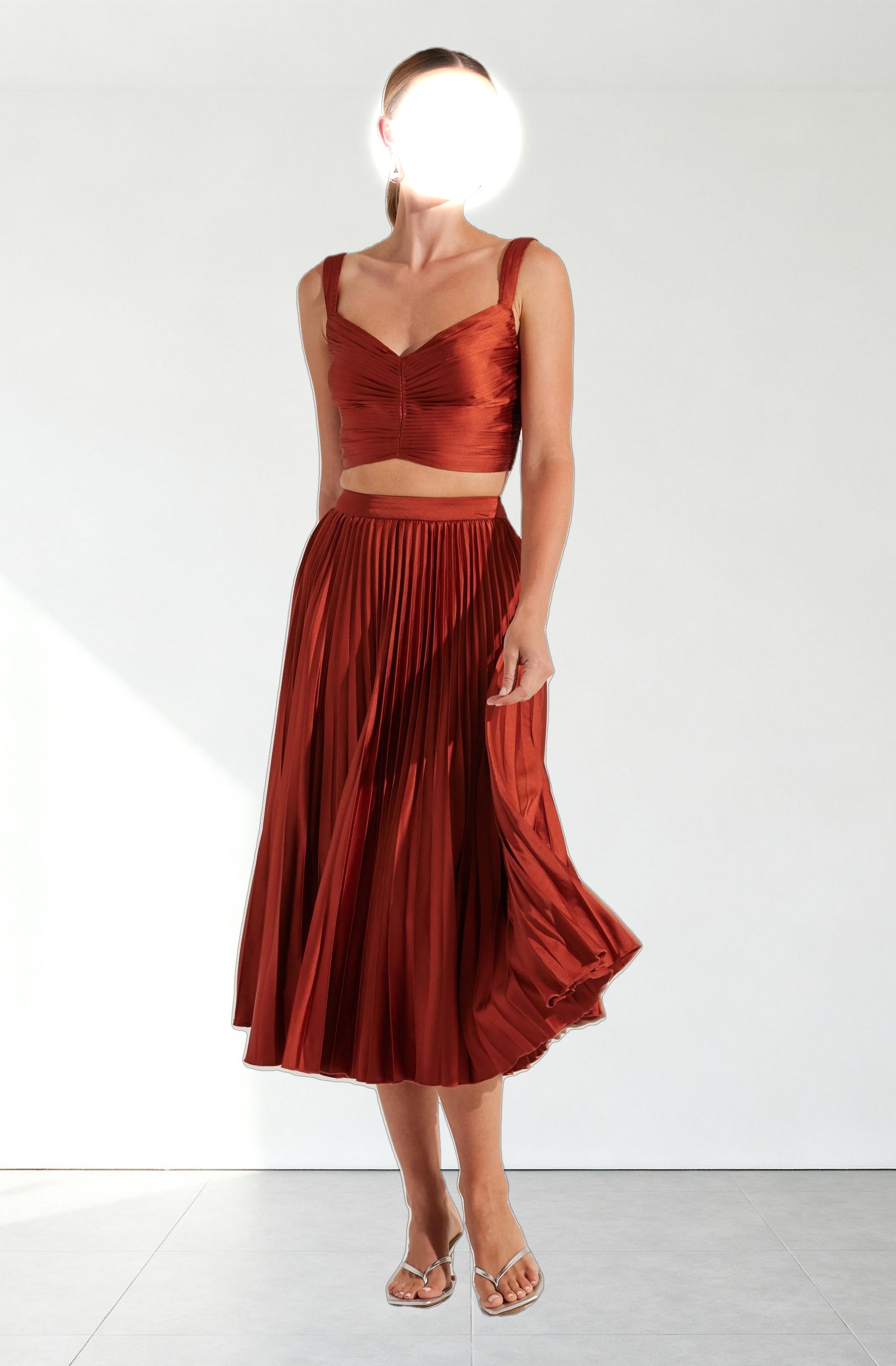 Satin Pleated Crop Top