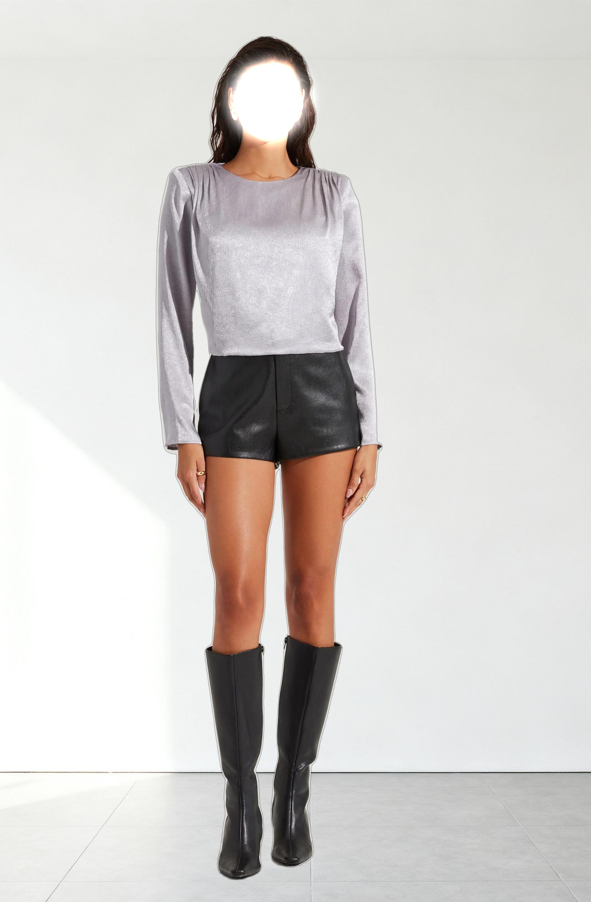 Aleannah Satin Long Sleeve Top