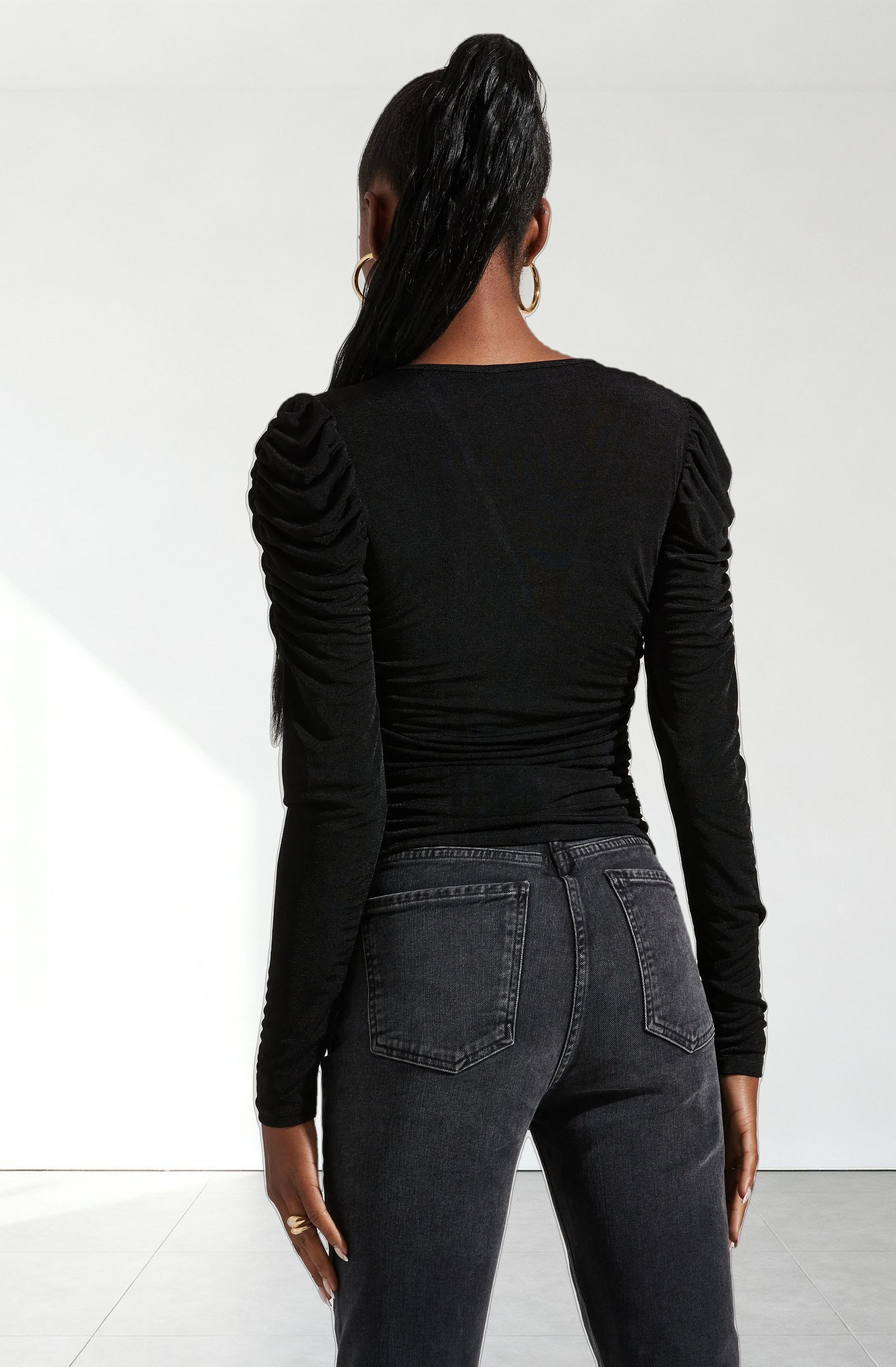 Ruched Front Long Sleeve Top
