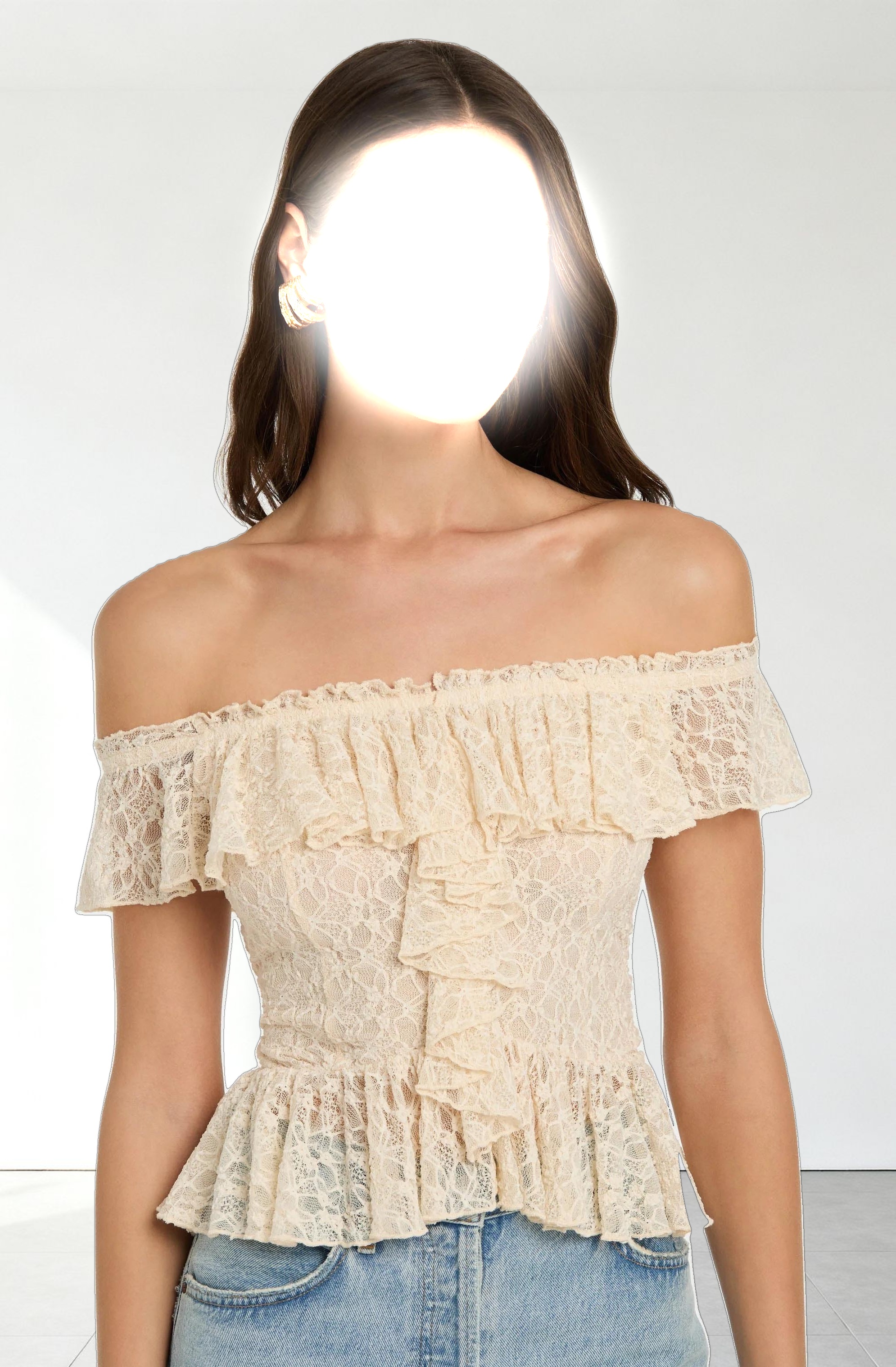Lace Off Shoulder Ruffle Top