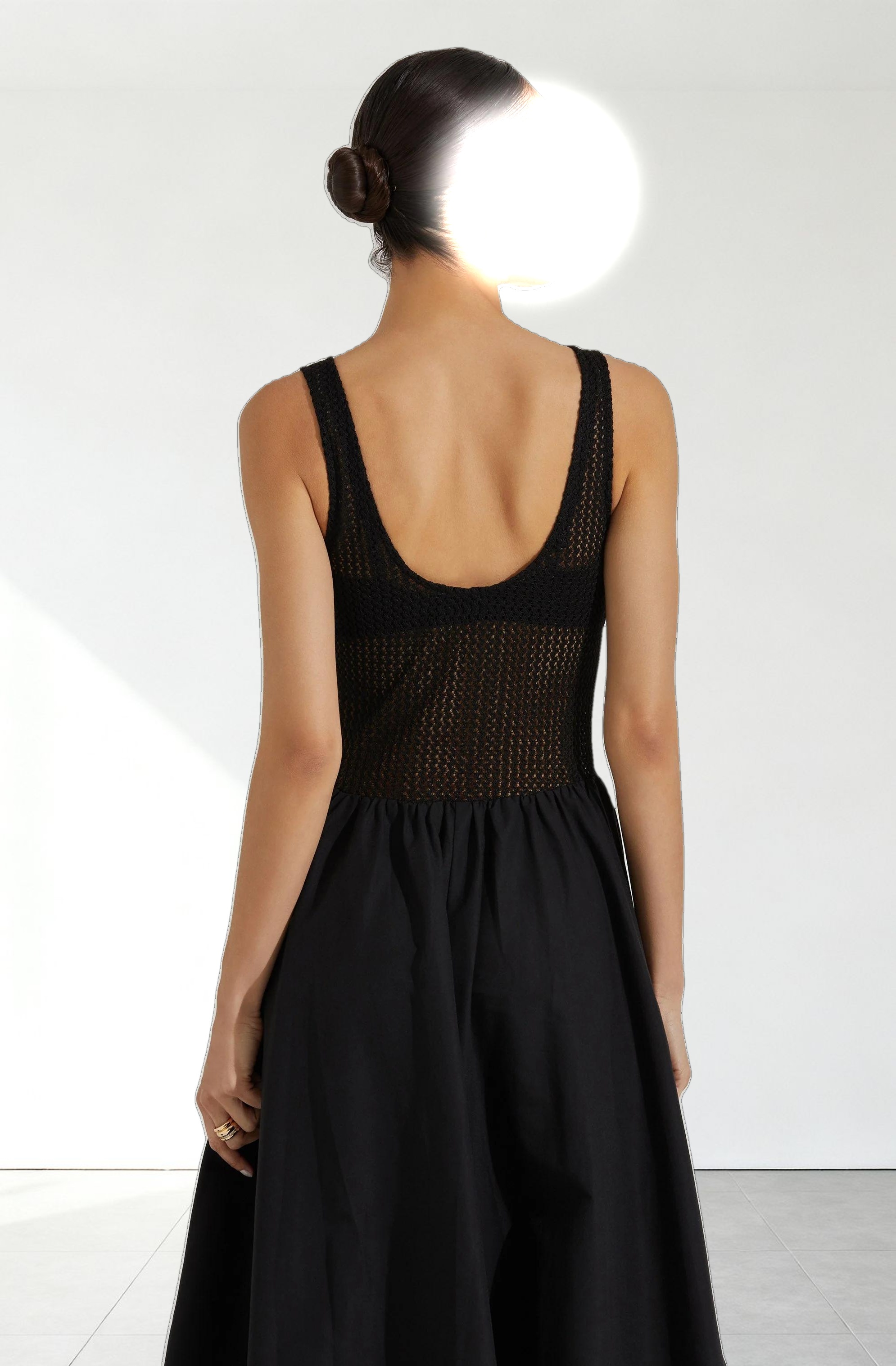 Contrast Bubble Hem Midi Dress