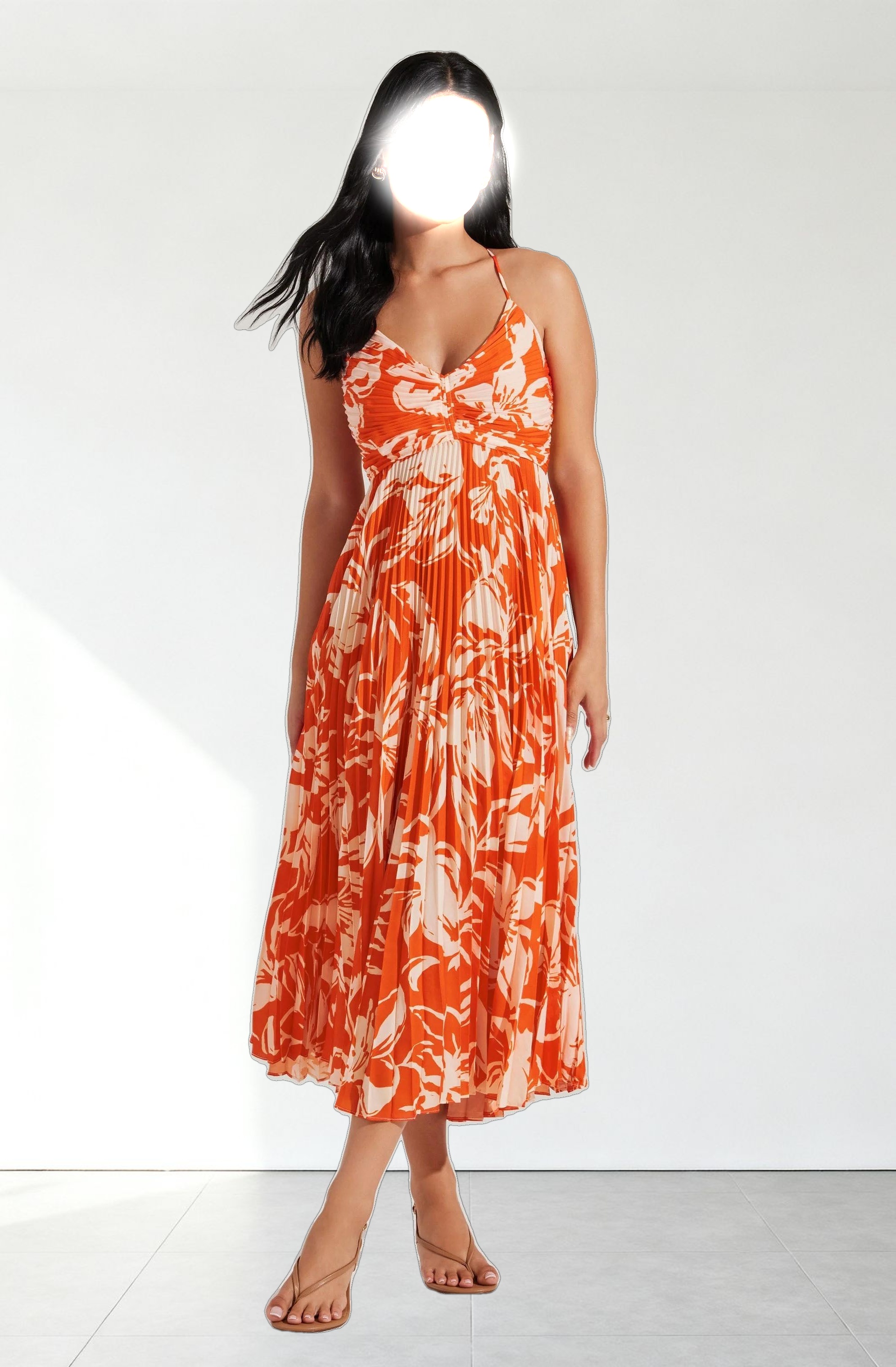 Blythe Floral Plisse Midi Dress