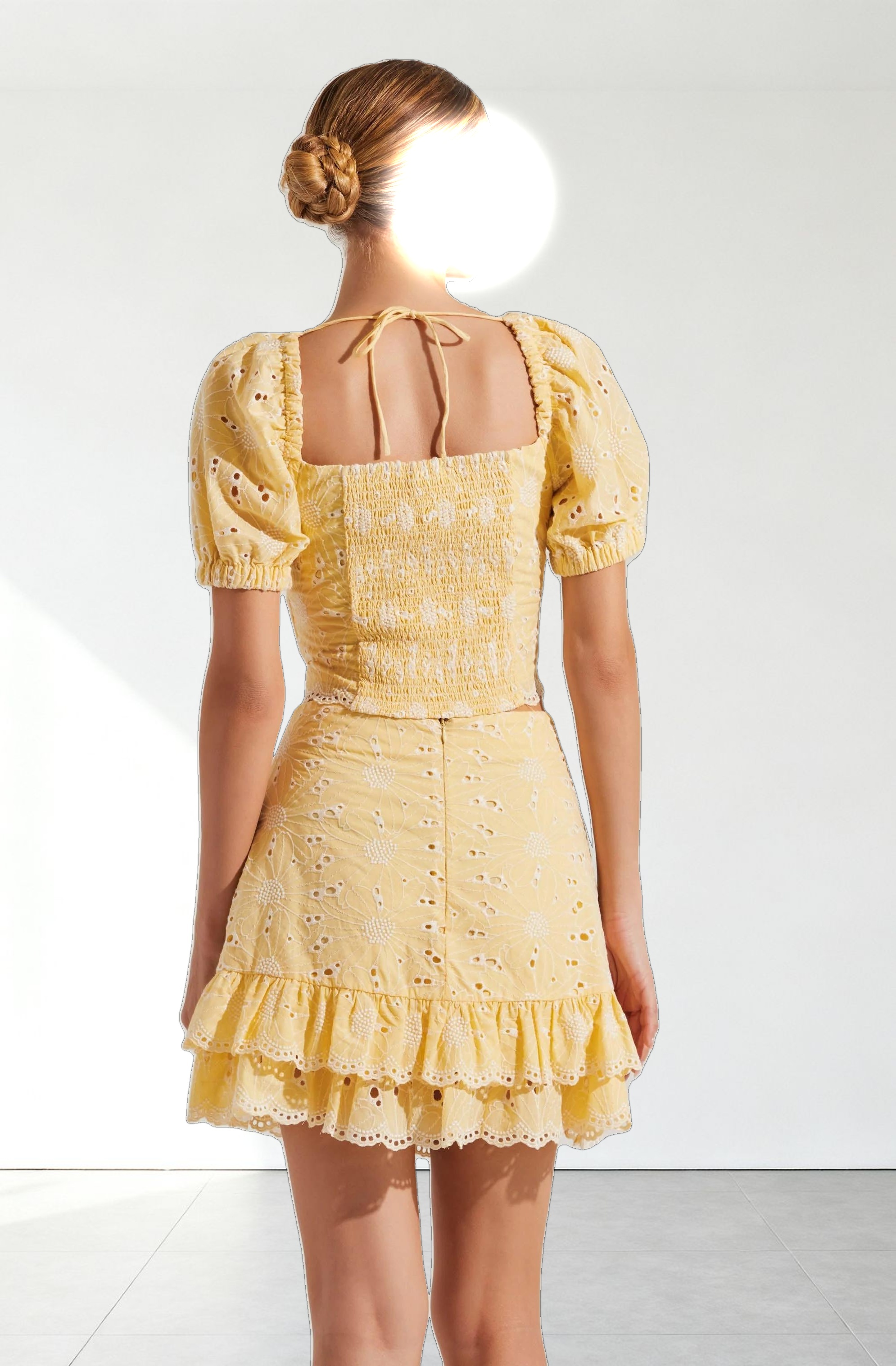 Evelin Eyelet Twist Front Top