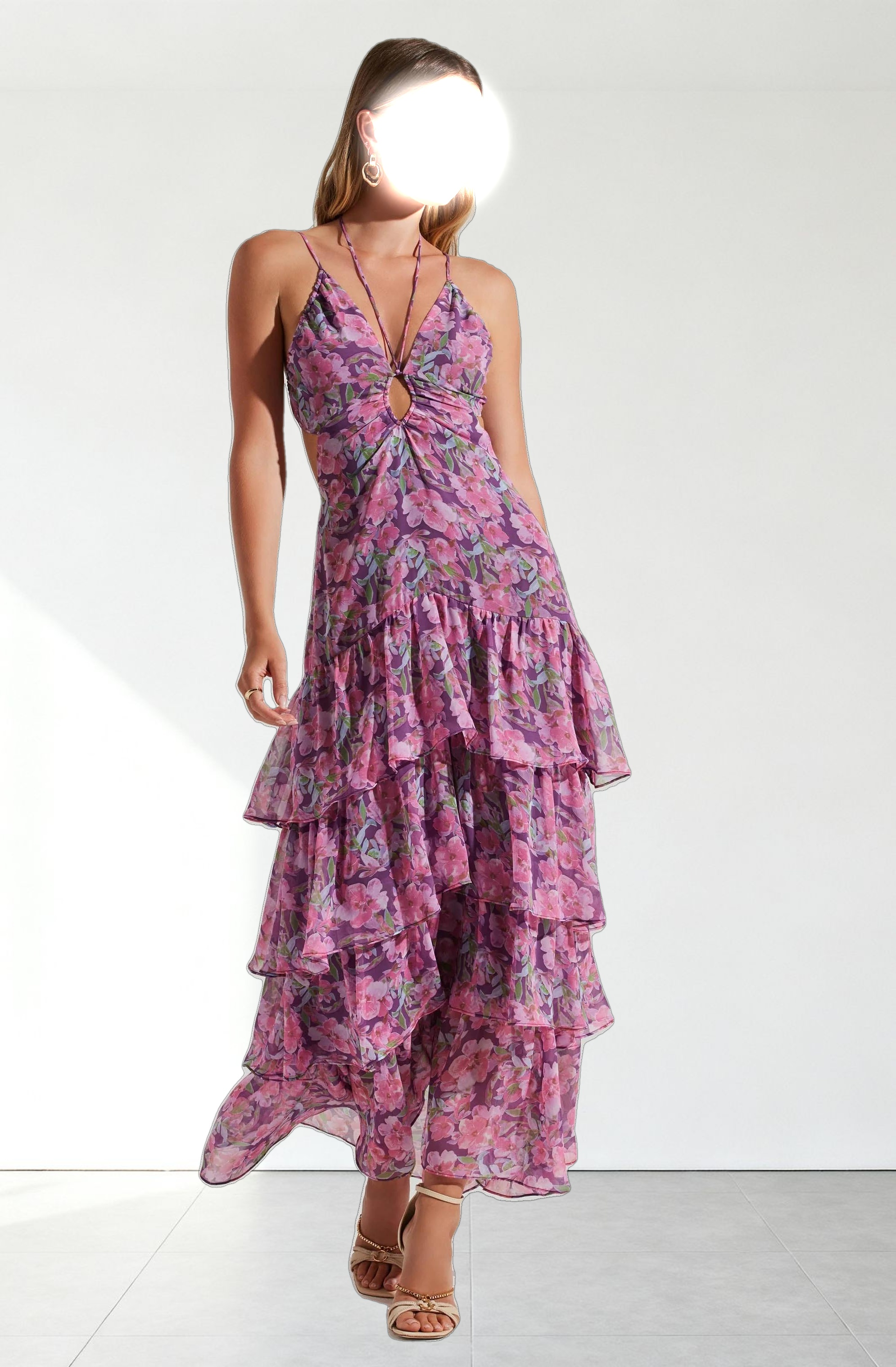 Aneira Floral Tiered Maxi Dress