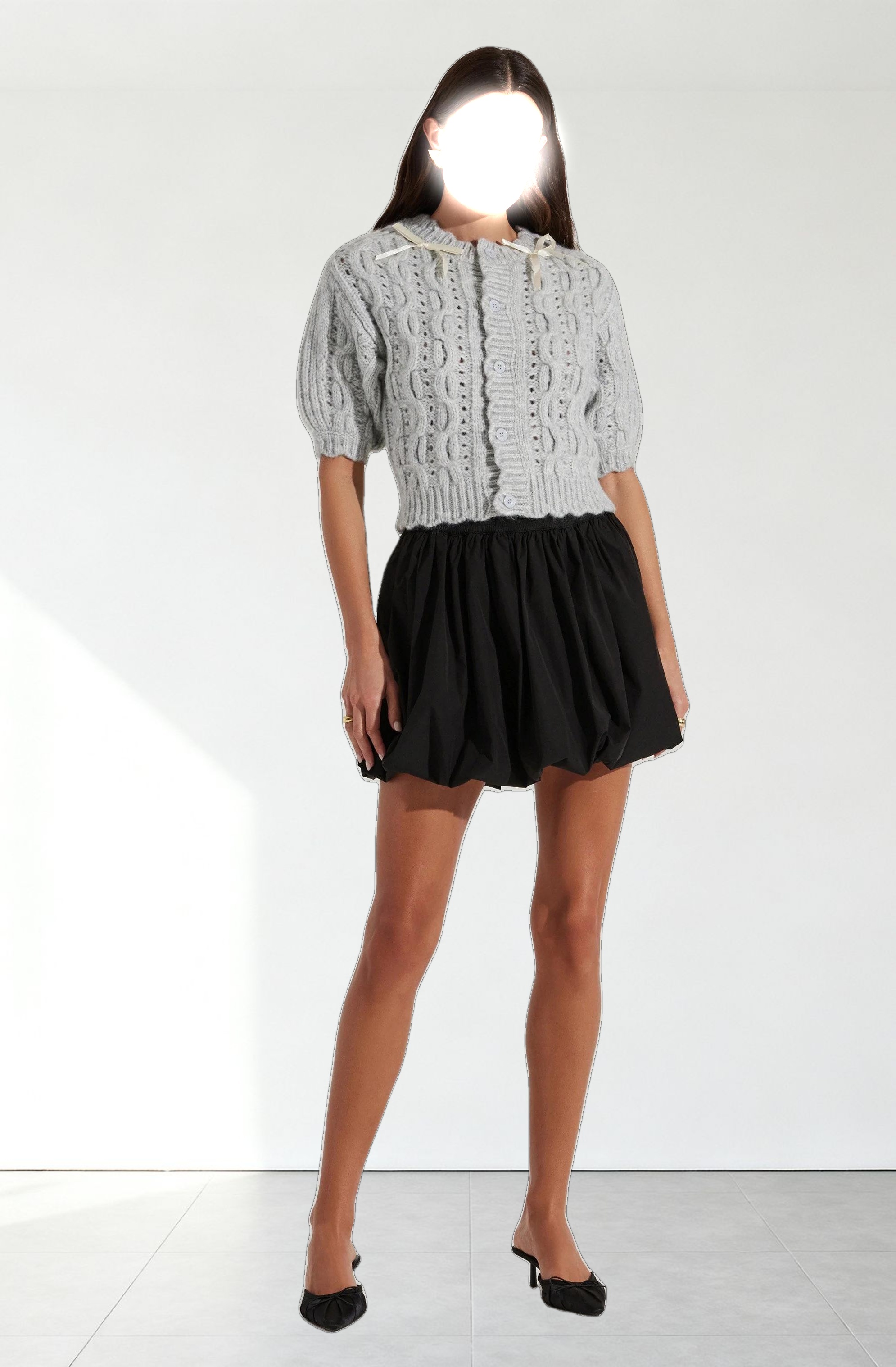 Poplin Bubble Mini Skirt