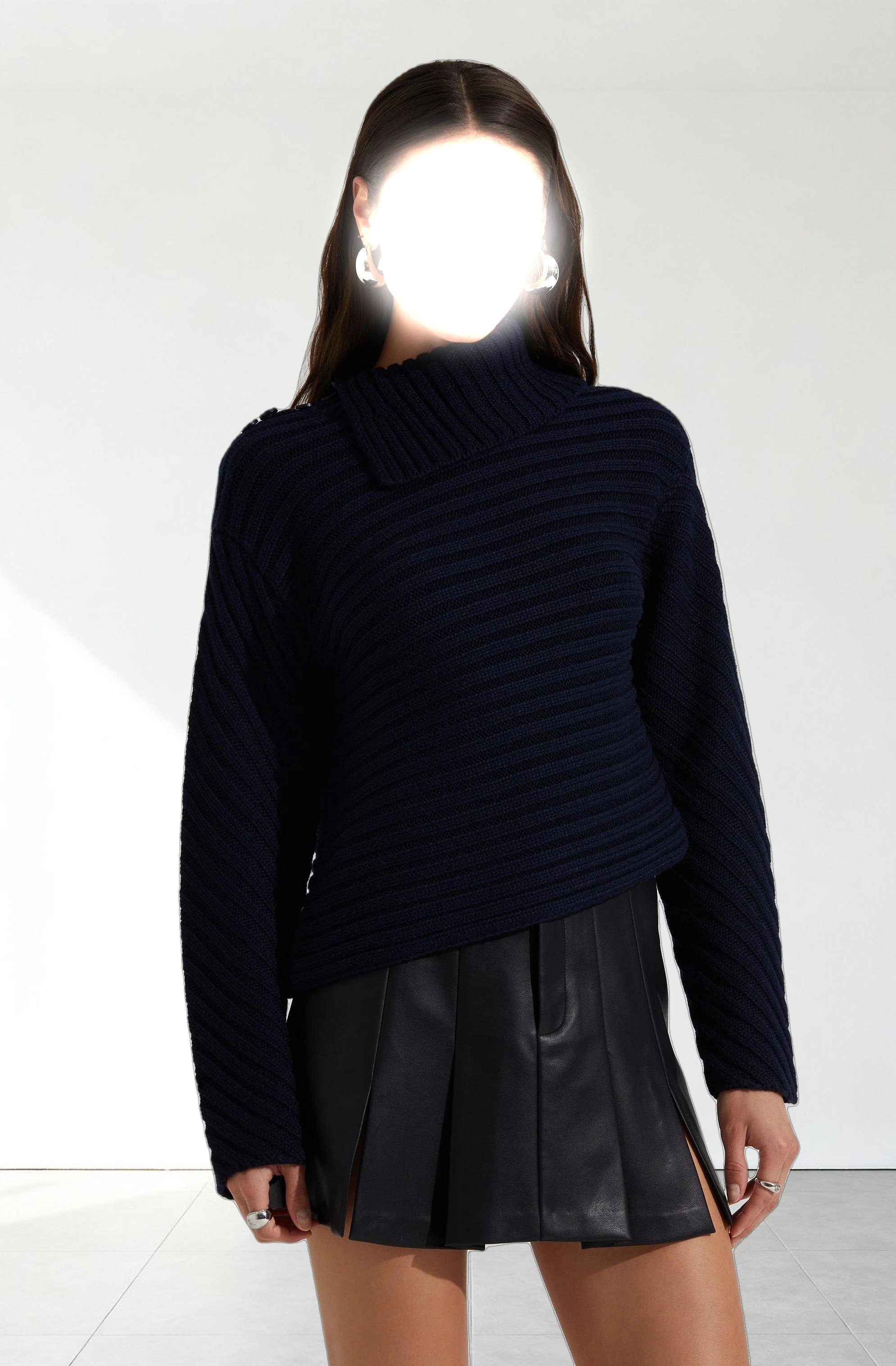 Melita Folded Collar Ribbed Sweater