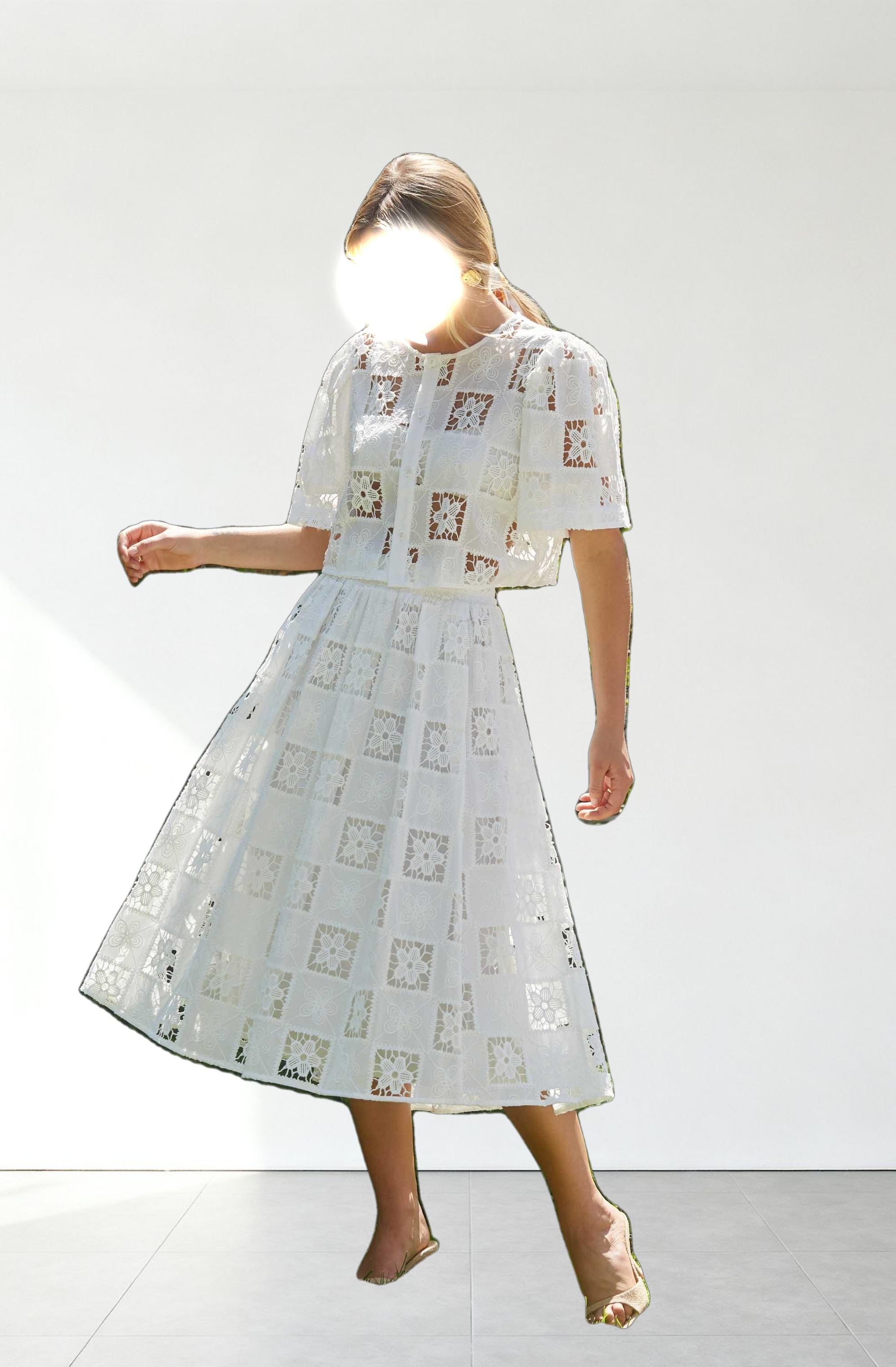 Andolina Crochet Lace Midi Skirt