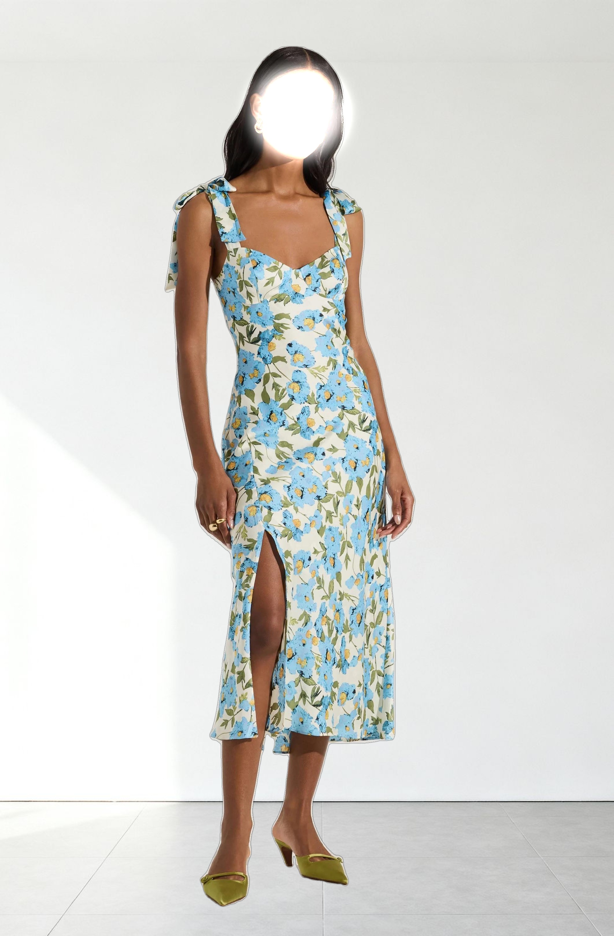 Sweetheart Bow Strap Midi Dress