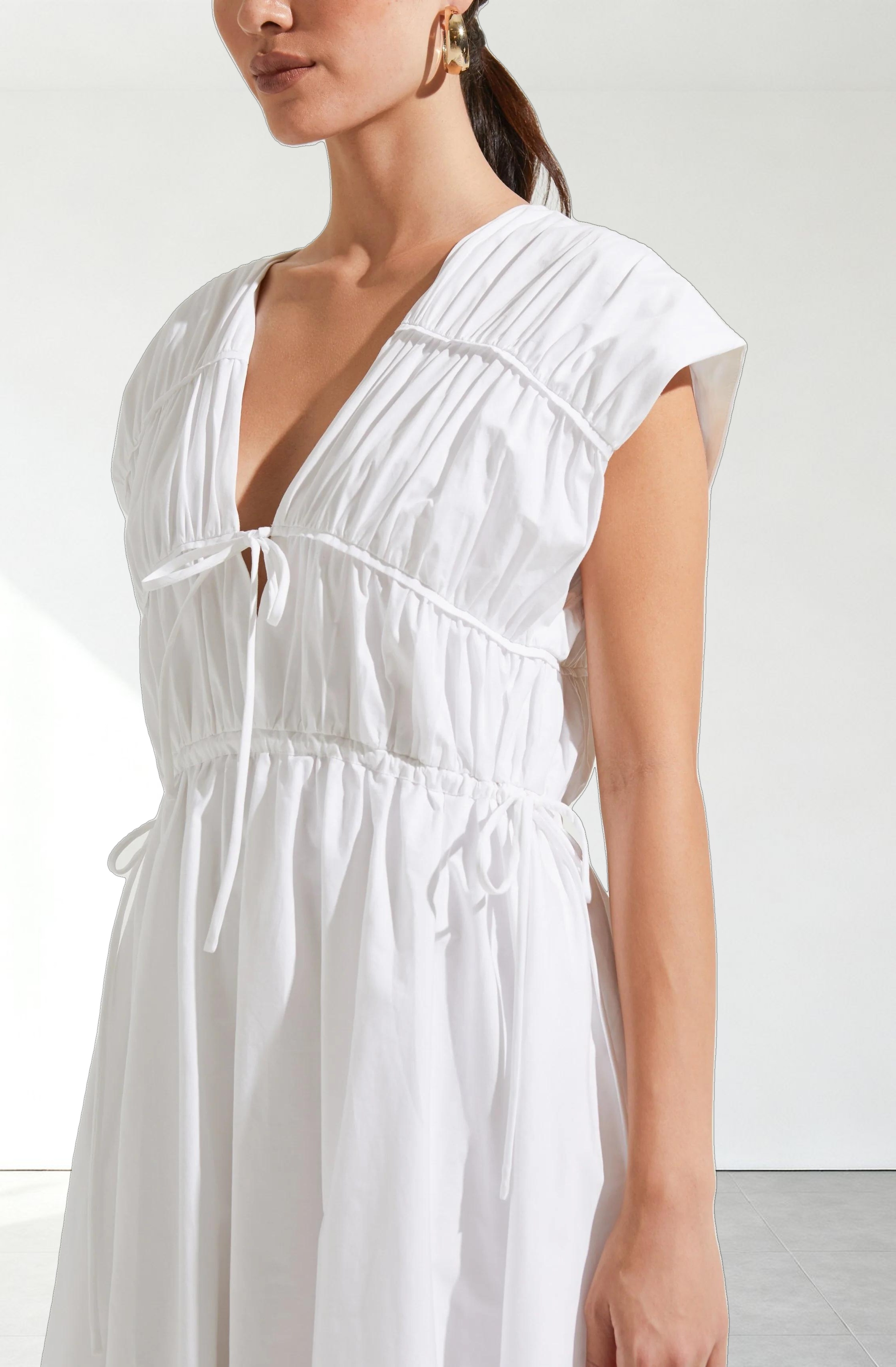 Lorrie Sleeveless Ruched Midi Dress