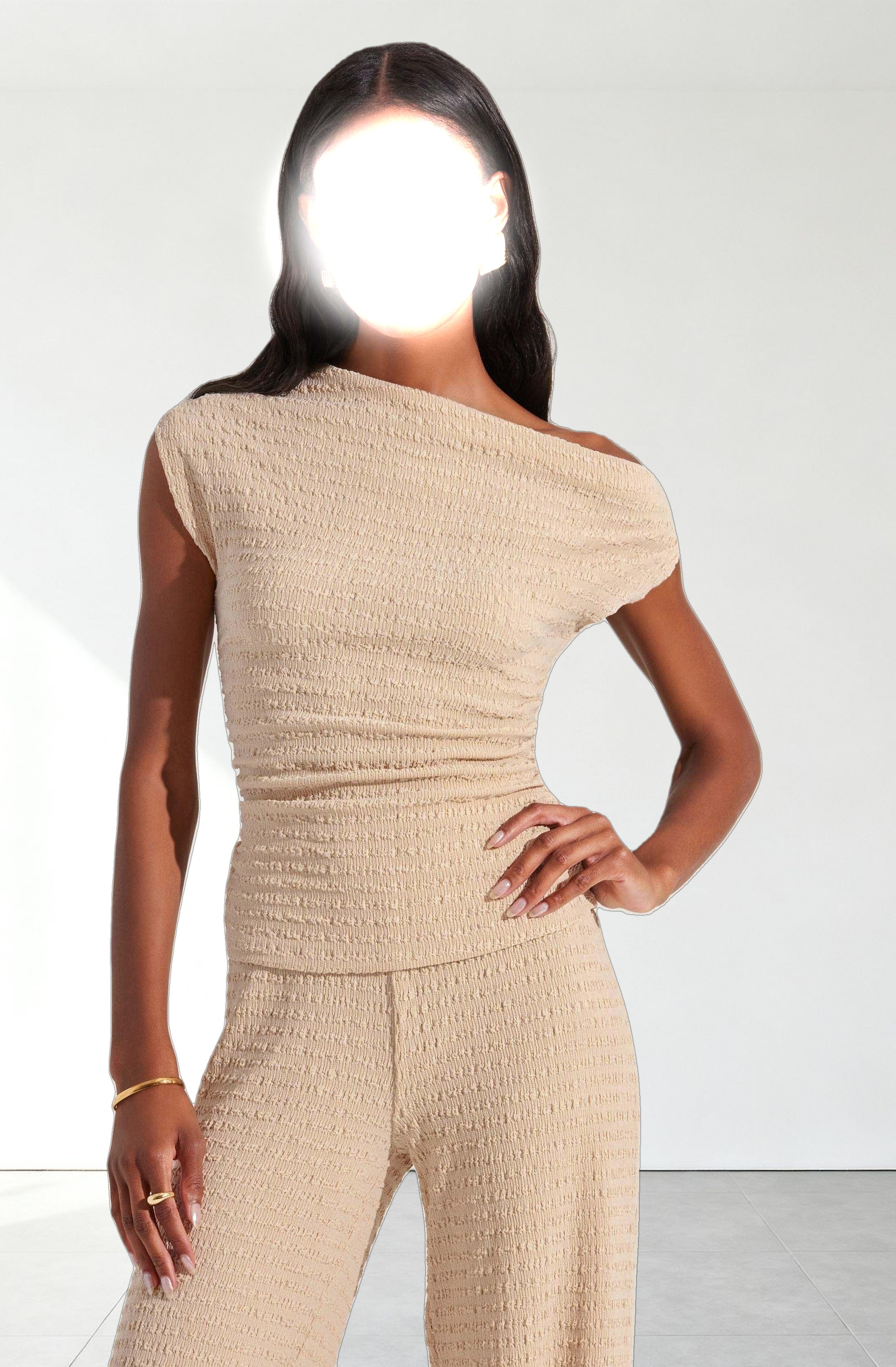 Keir One shoulder Textured Top