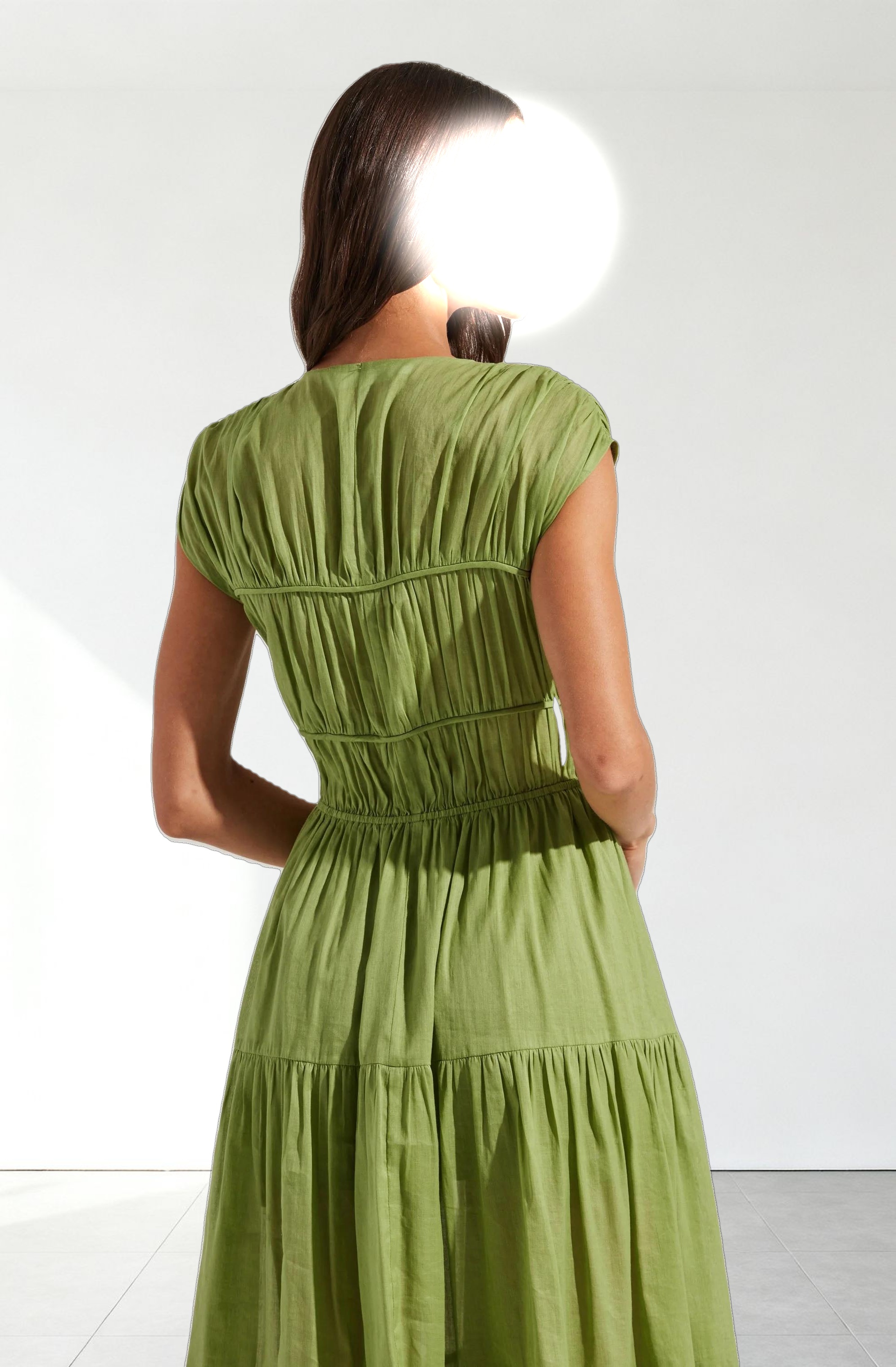 Alexandria Shirred Tiered Midi Dress