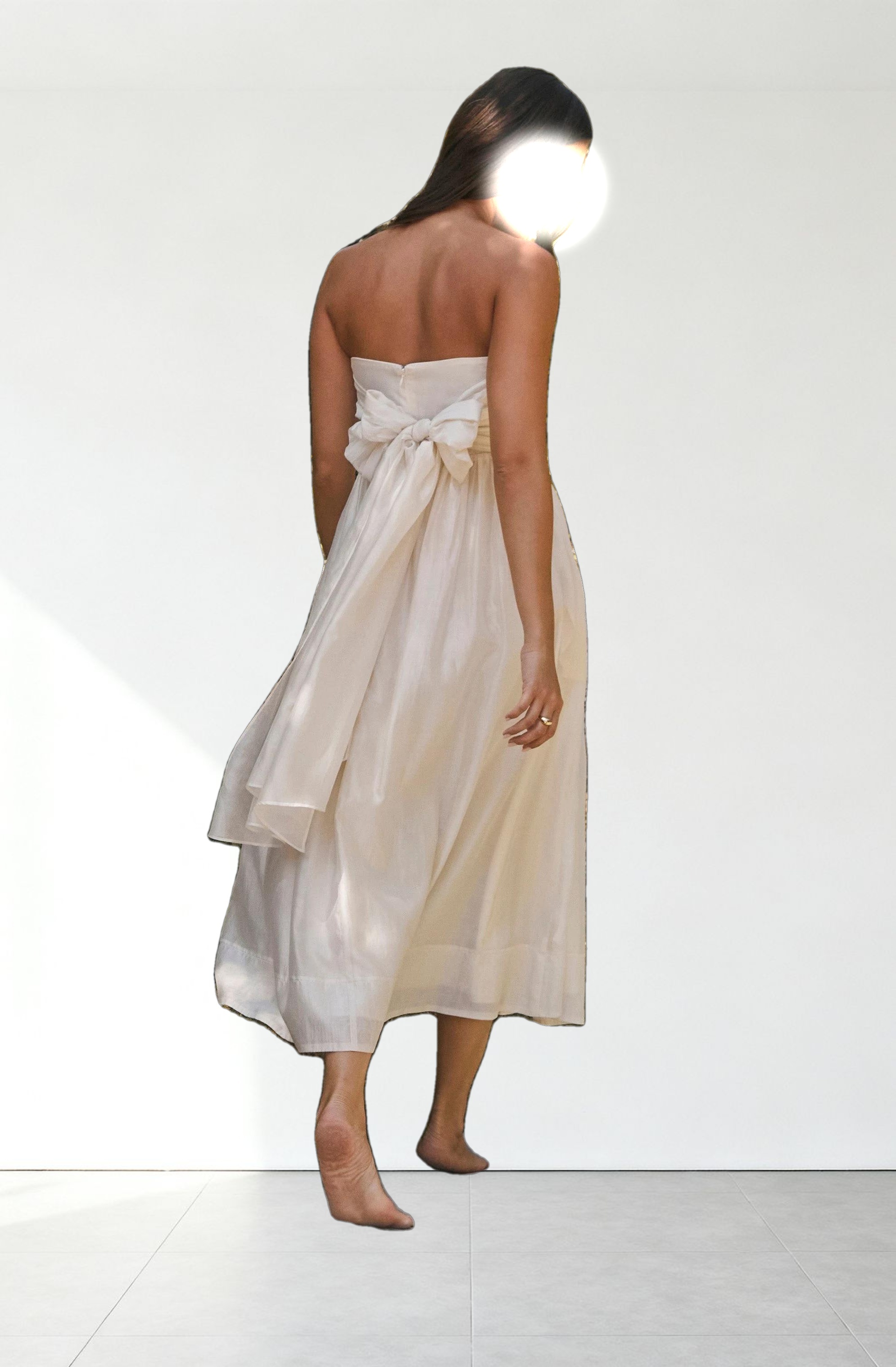 Aneesha Strapless Pleated Midi Dress