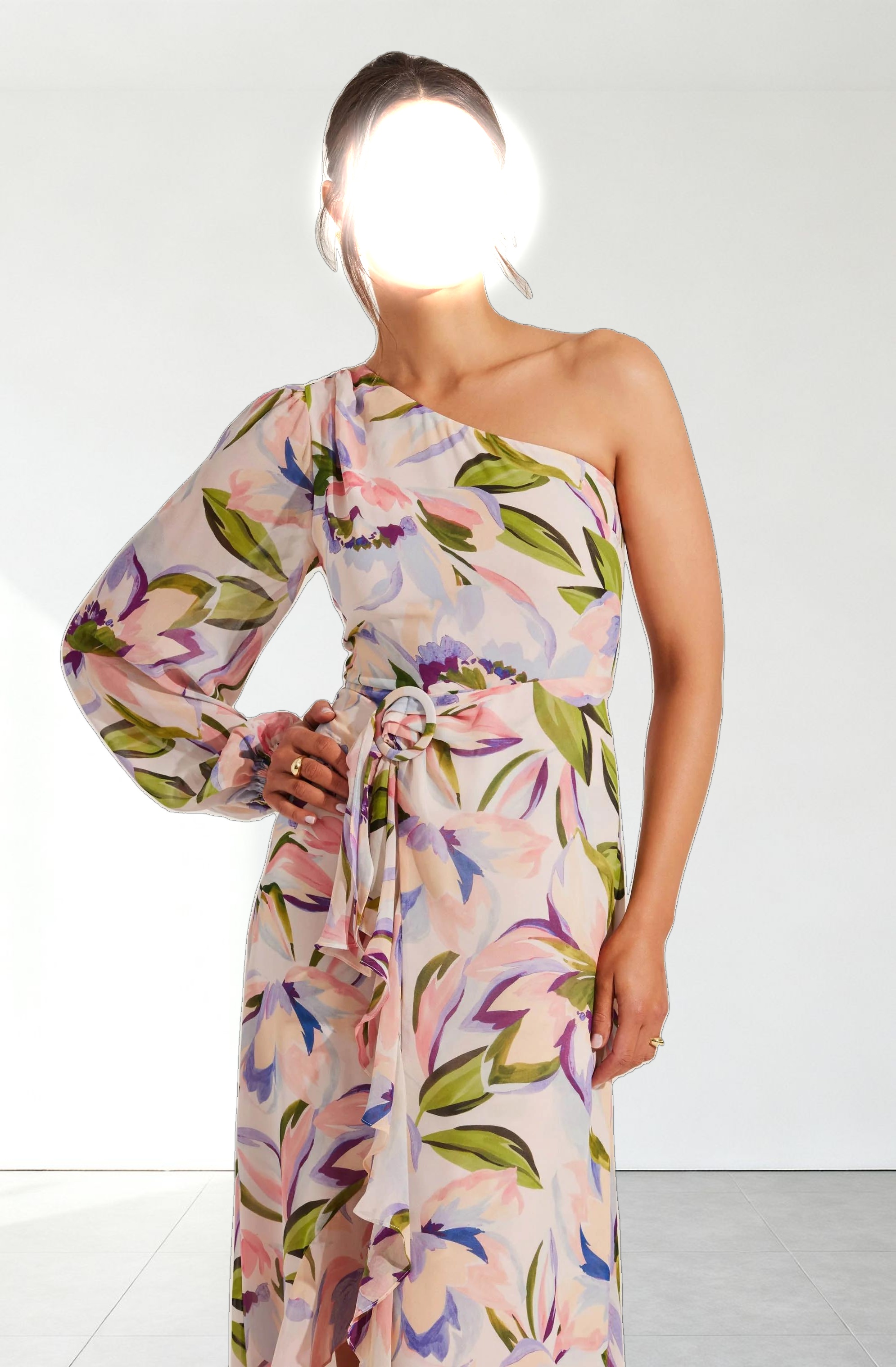 Sandersonia Floral One Shoulder Dress