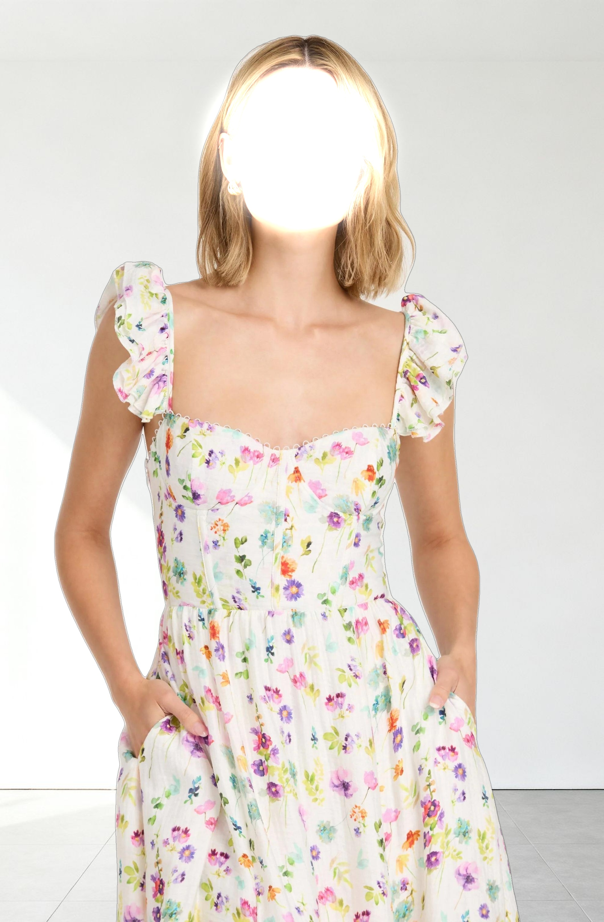 Wedelia Floral Bustier Midi Dress