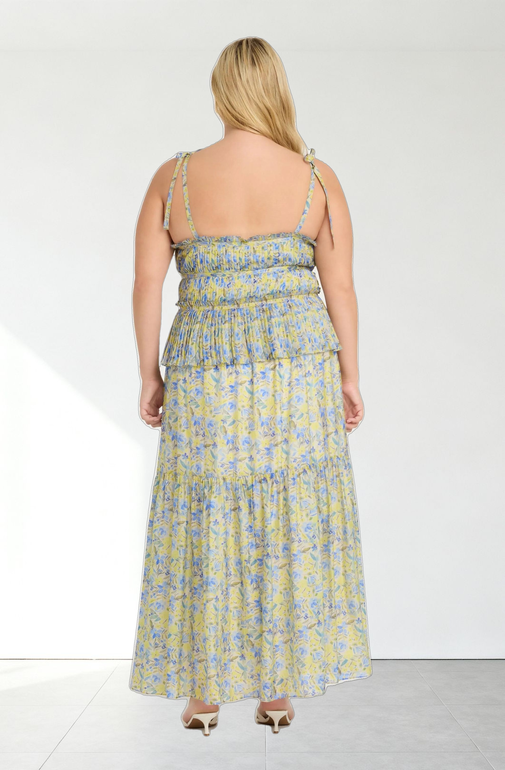 Ethelind Floral Pleated Maxi Dress