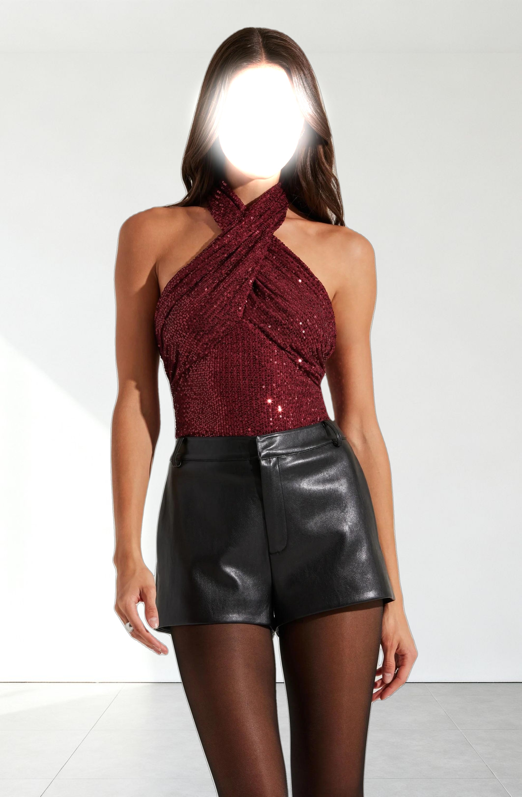 Sequin Crossover Halter Top