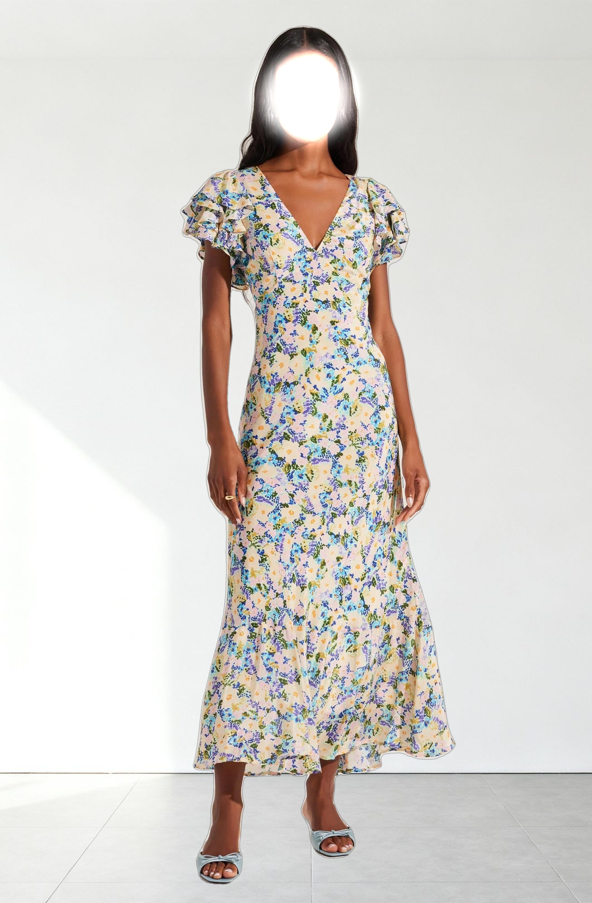 Celestine Floral Flutter Sleeve Midi Dress