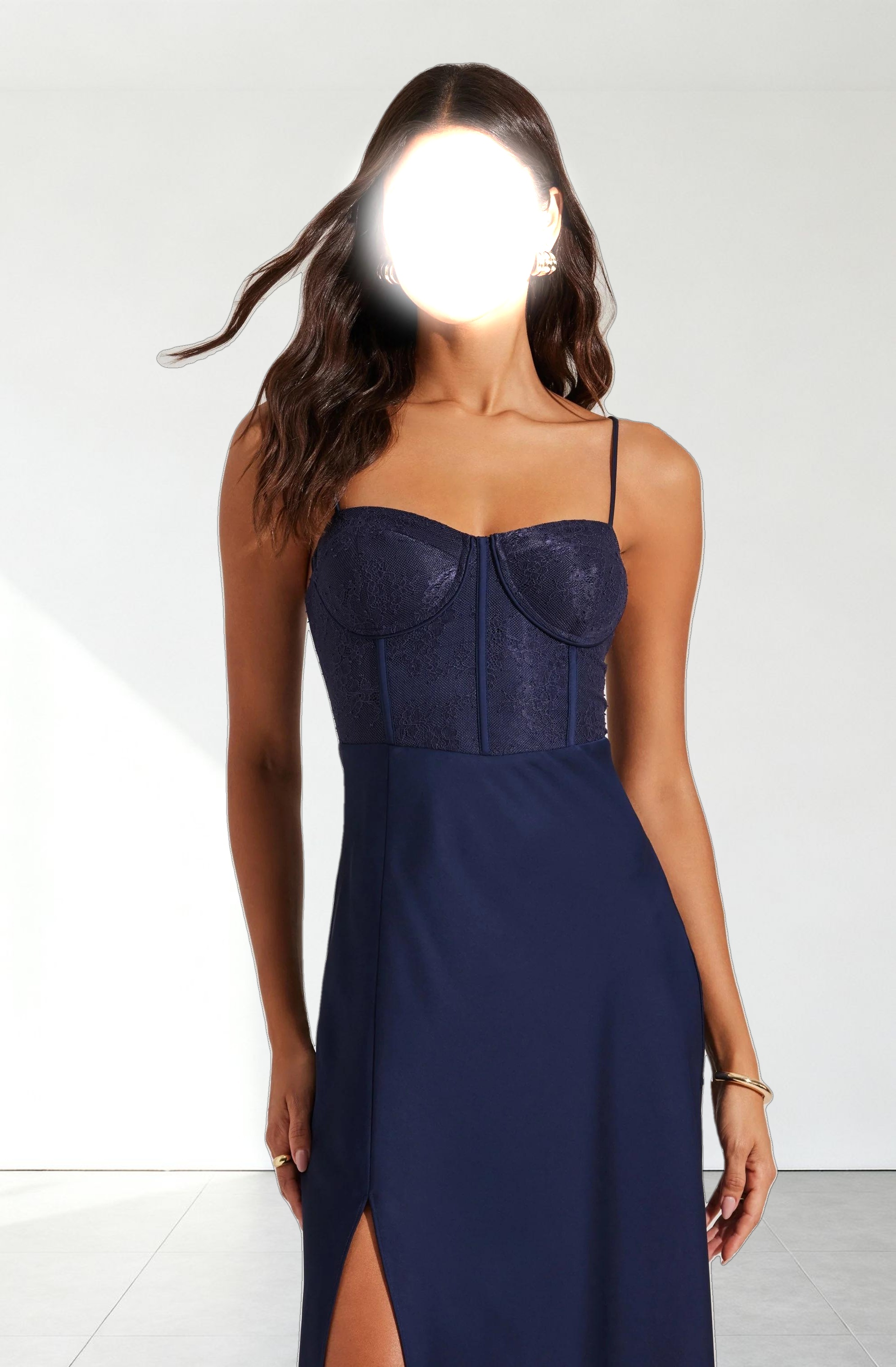 Lace Bustier Midi Dress