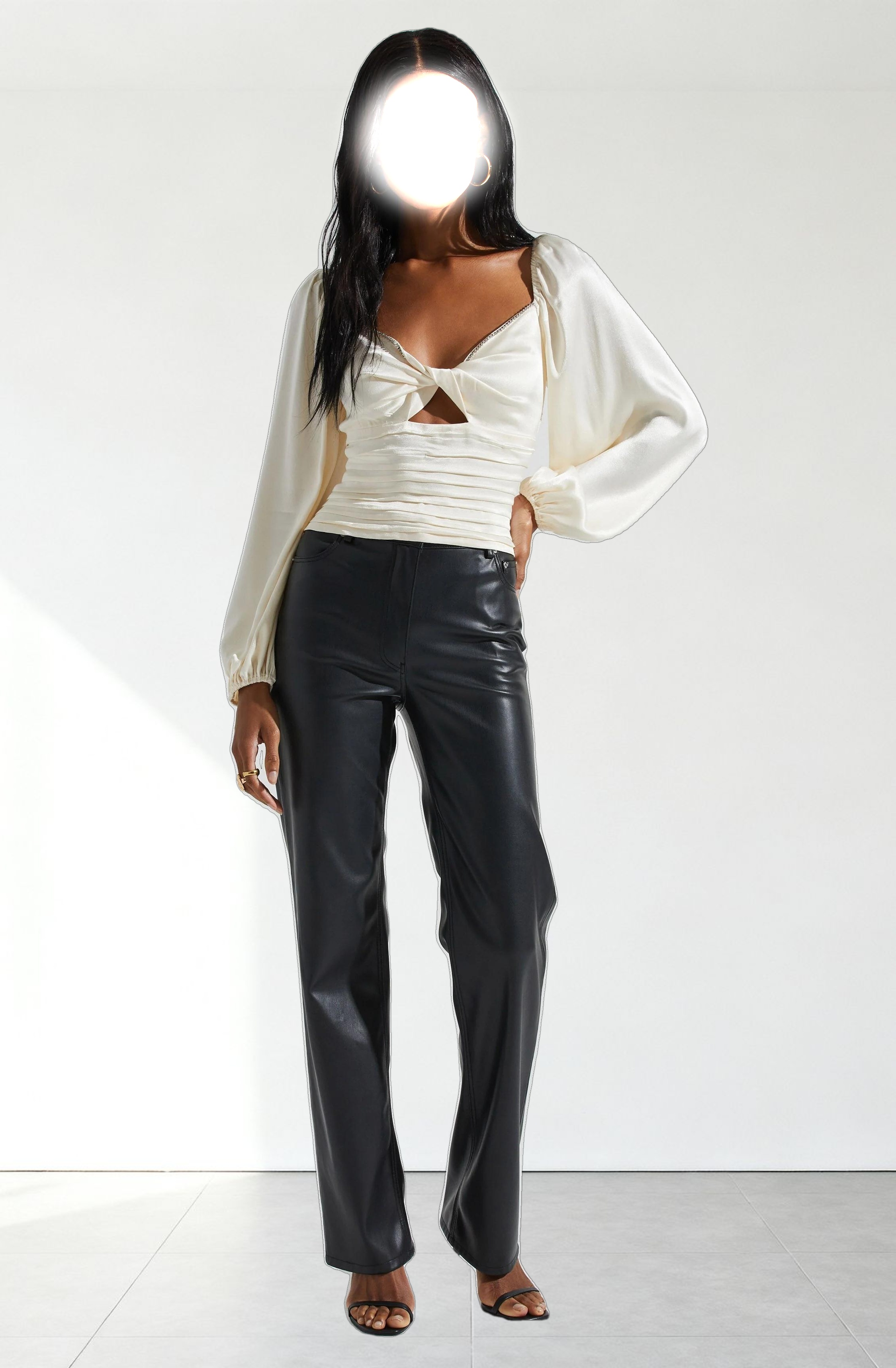 Yamuna Rhinestone Trim Long Sleeve Top