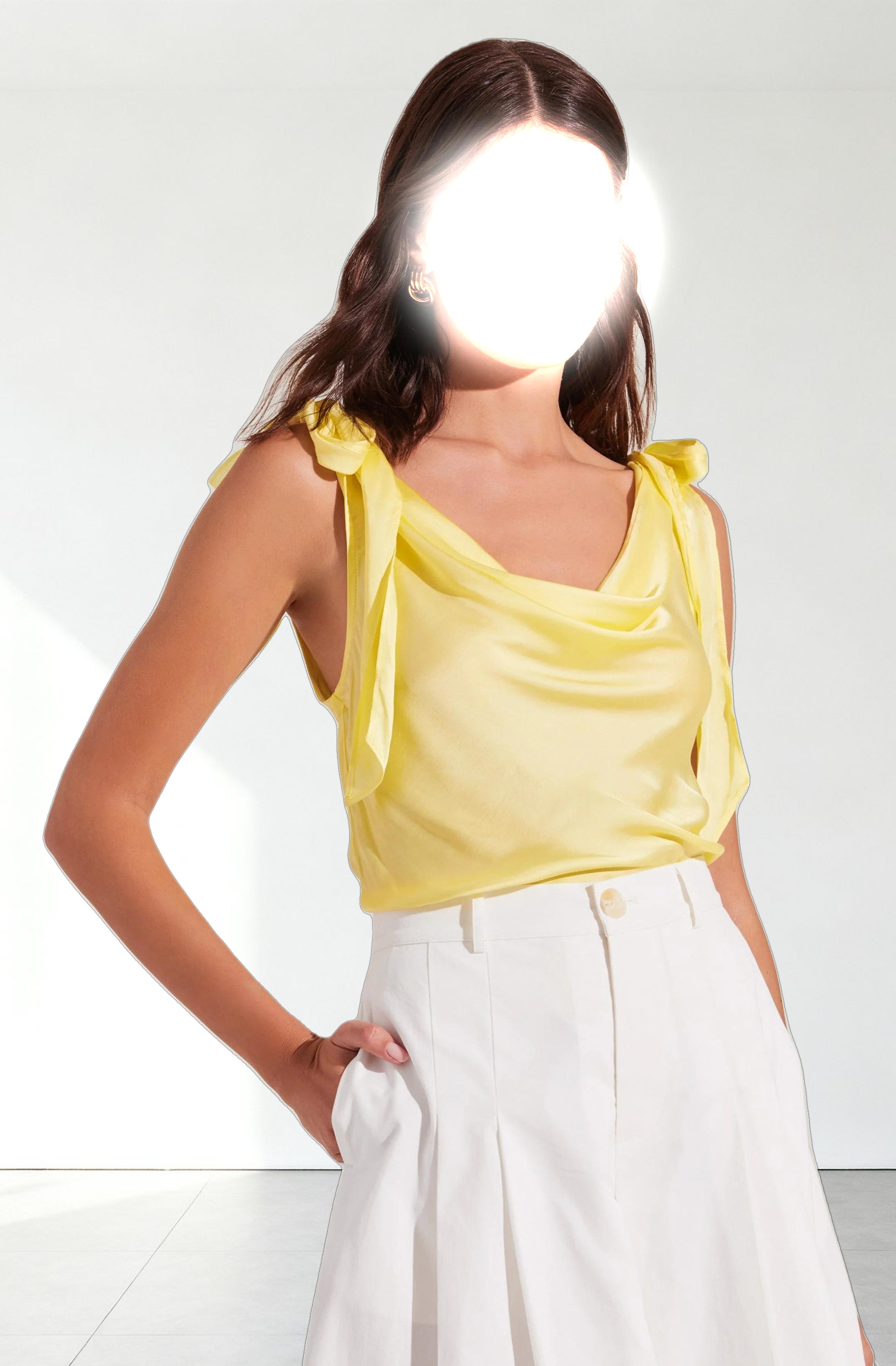 Allexina Satin Cowl Neck Top