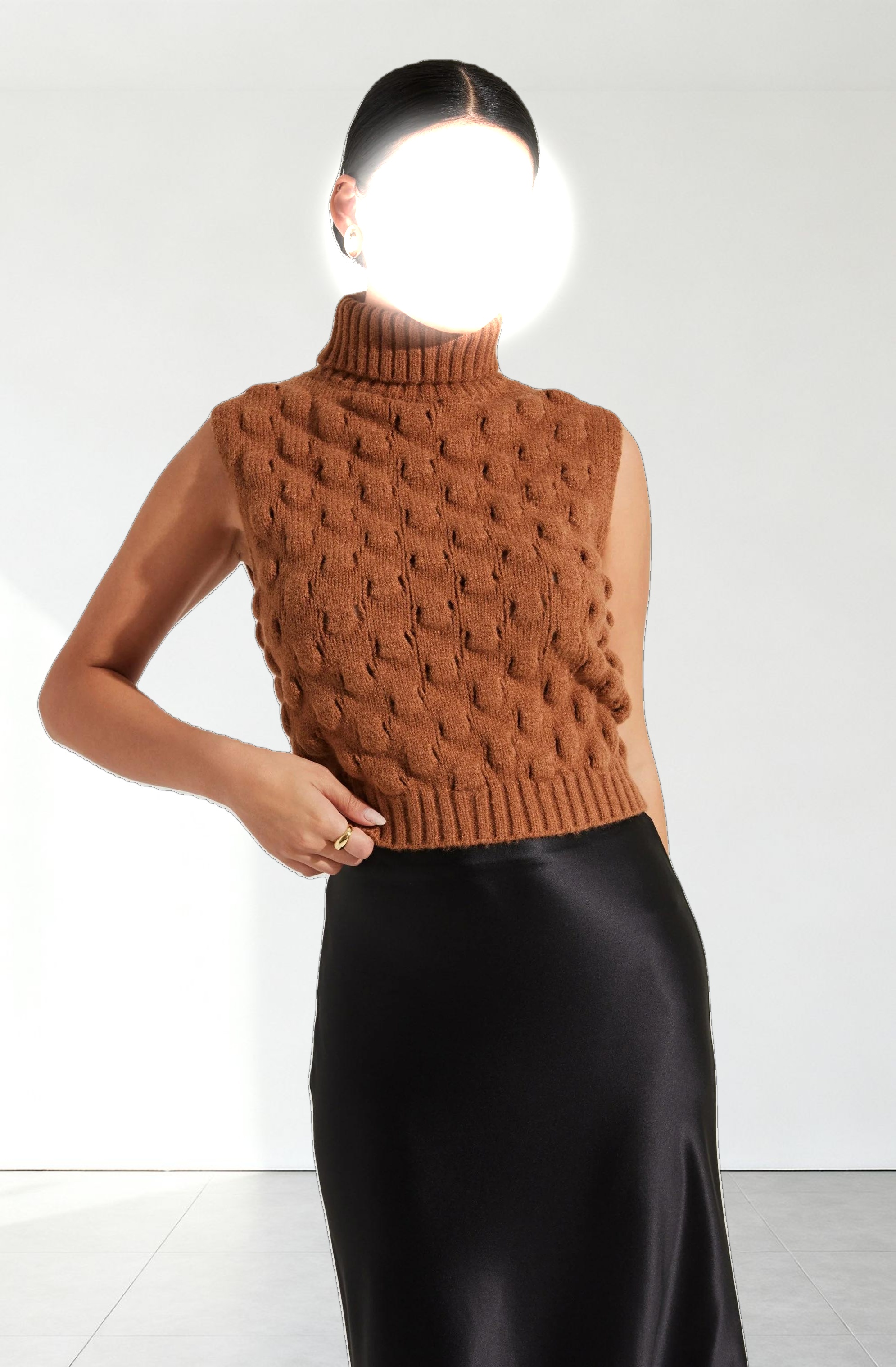 Textured Turtleneck Sweater Vest
