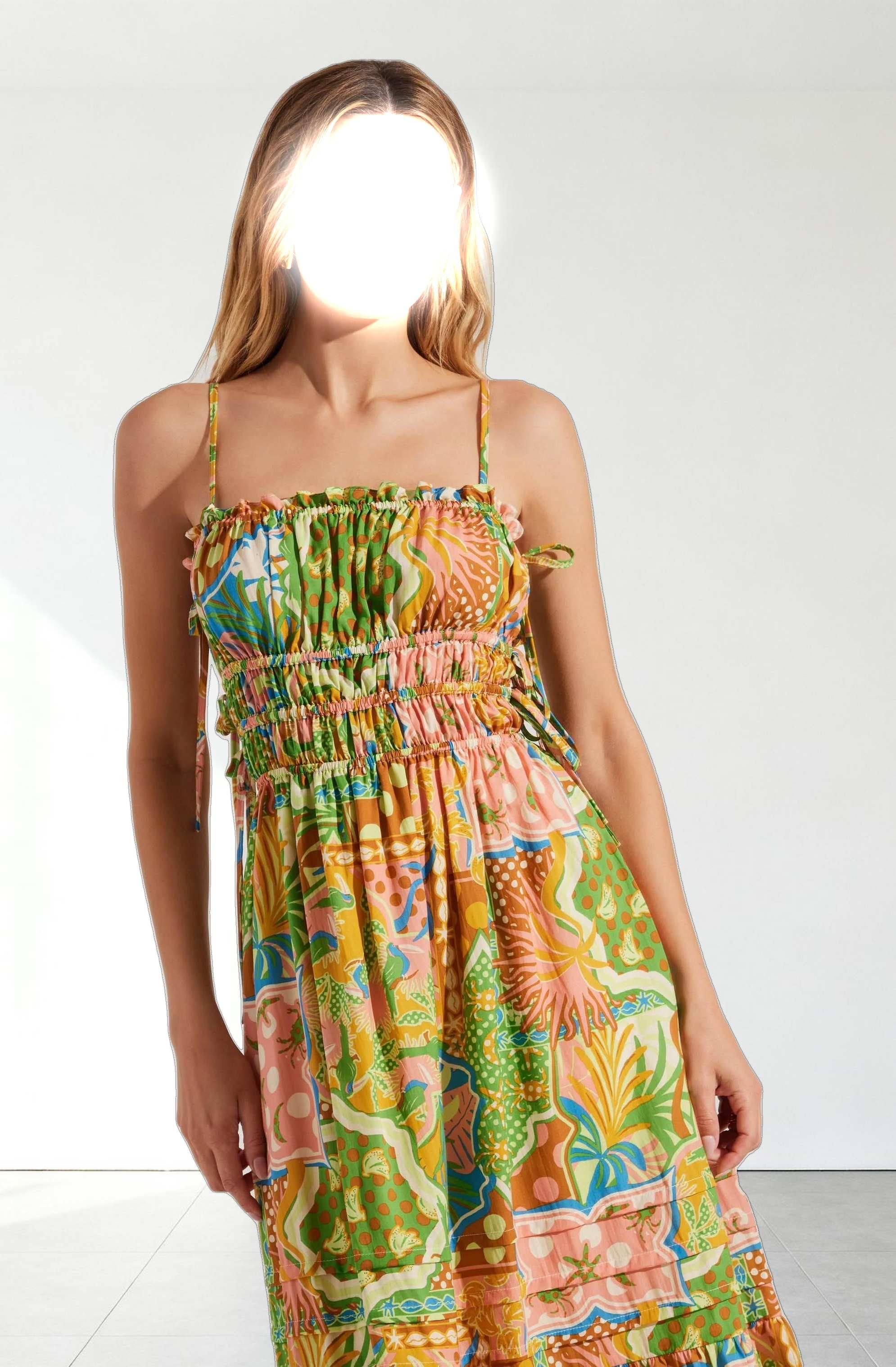 Elisabeth Printed Shirred Midi Dress