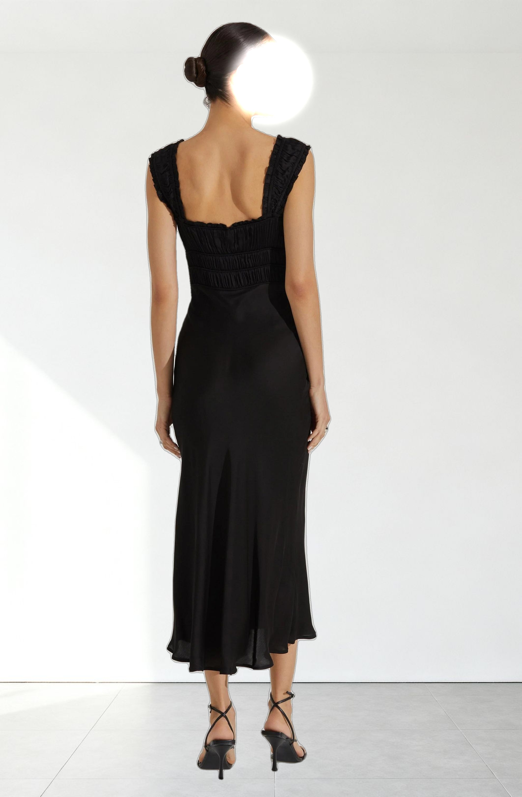 Enola Satin Smocked Midi Dress