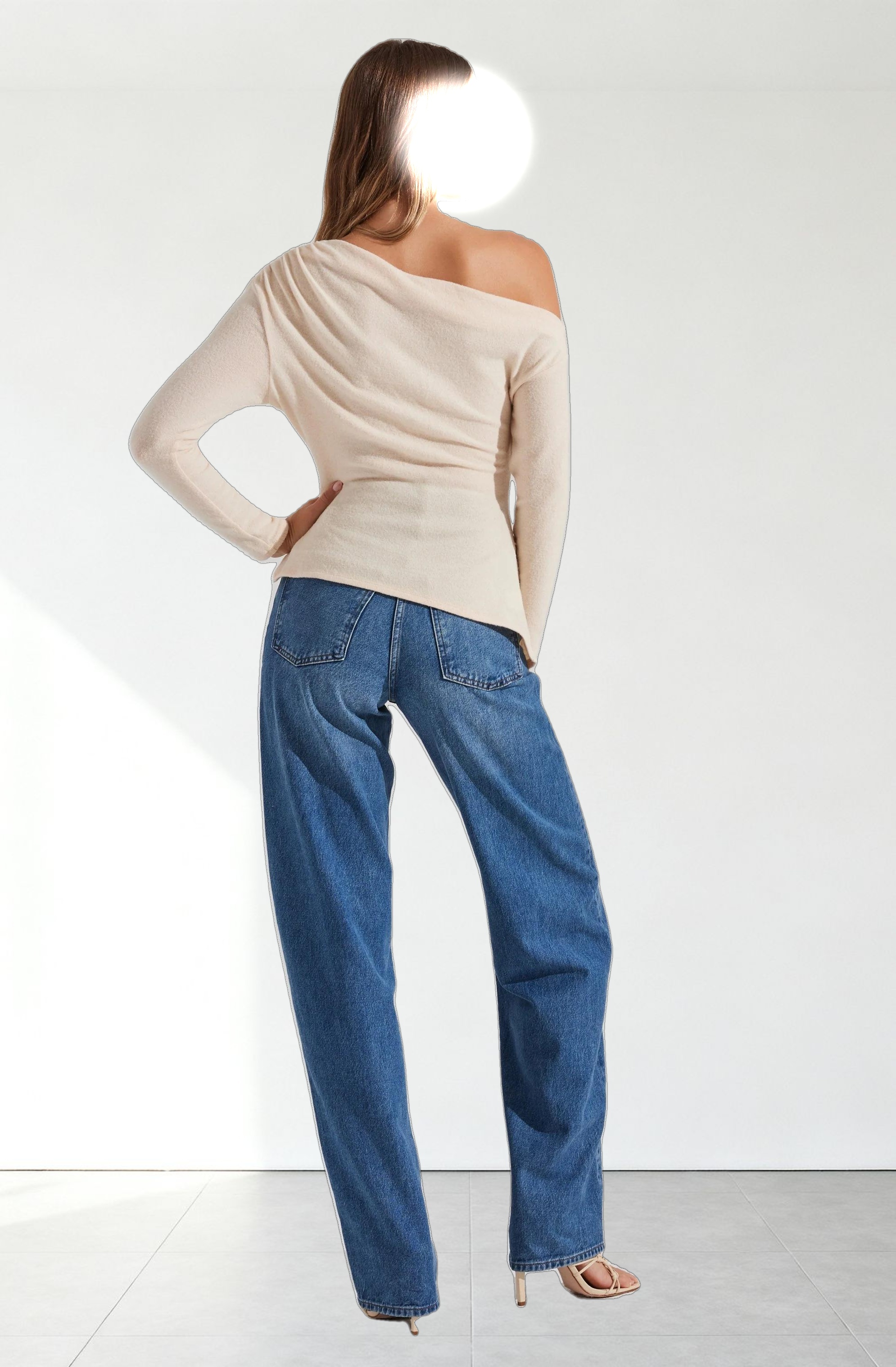 Asymmetrical Off Shoulder Tie Knit Top