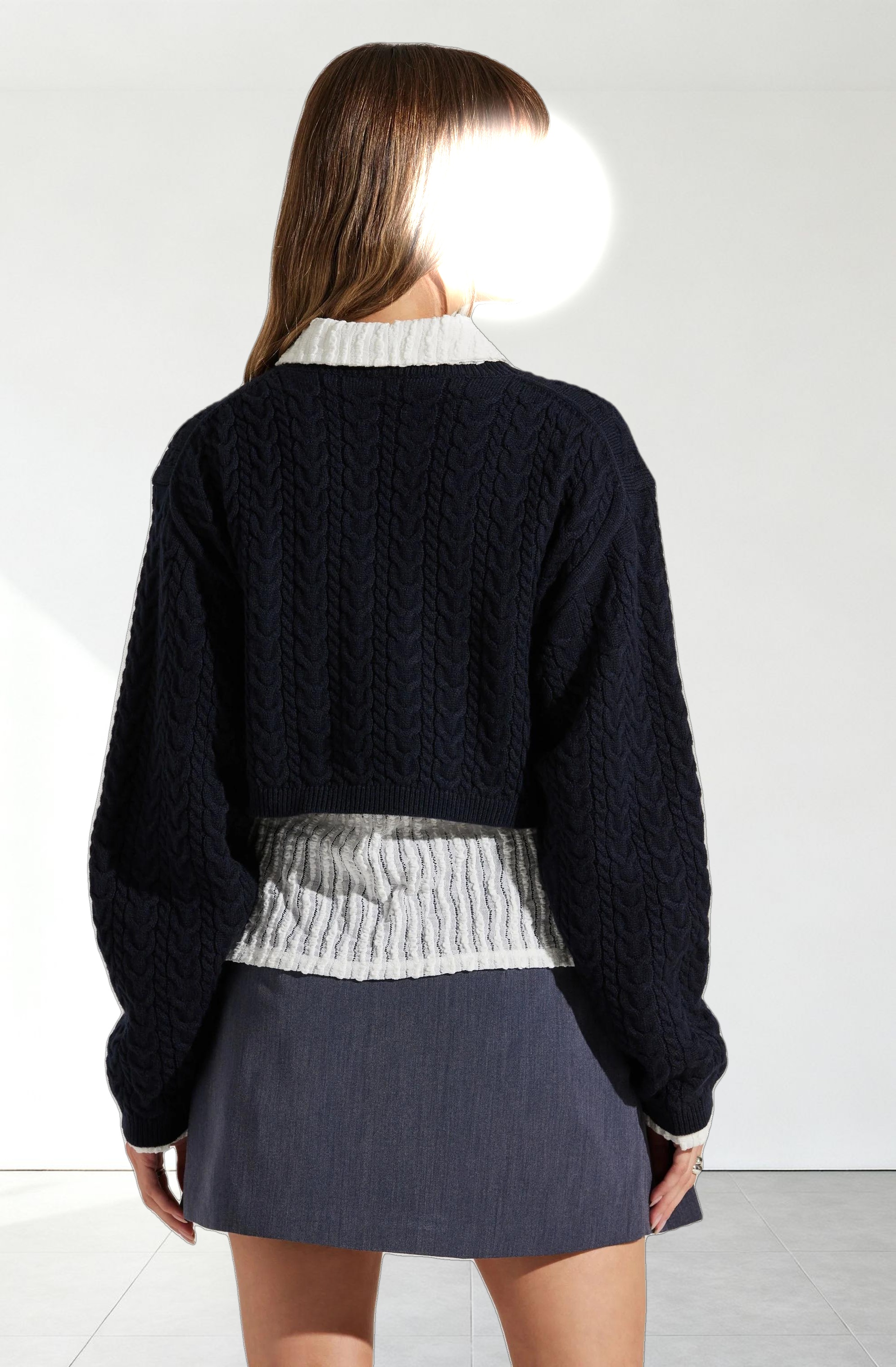 Jorah Cropped Cable Knit Sweater