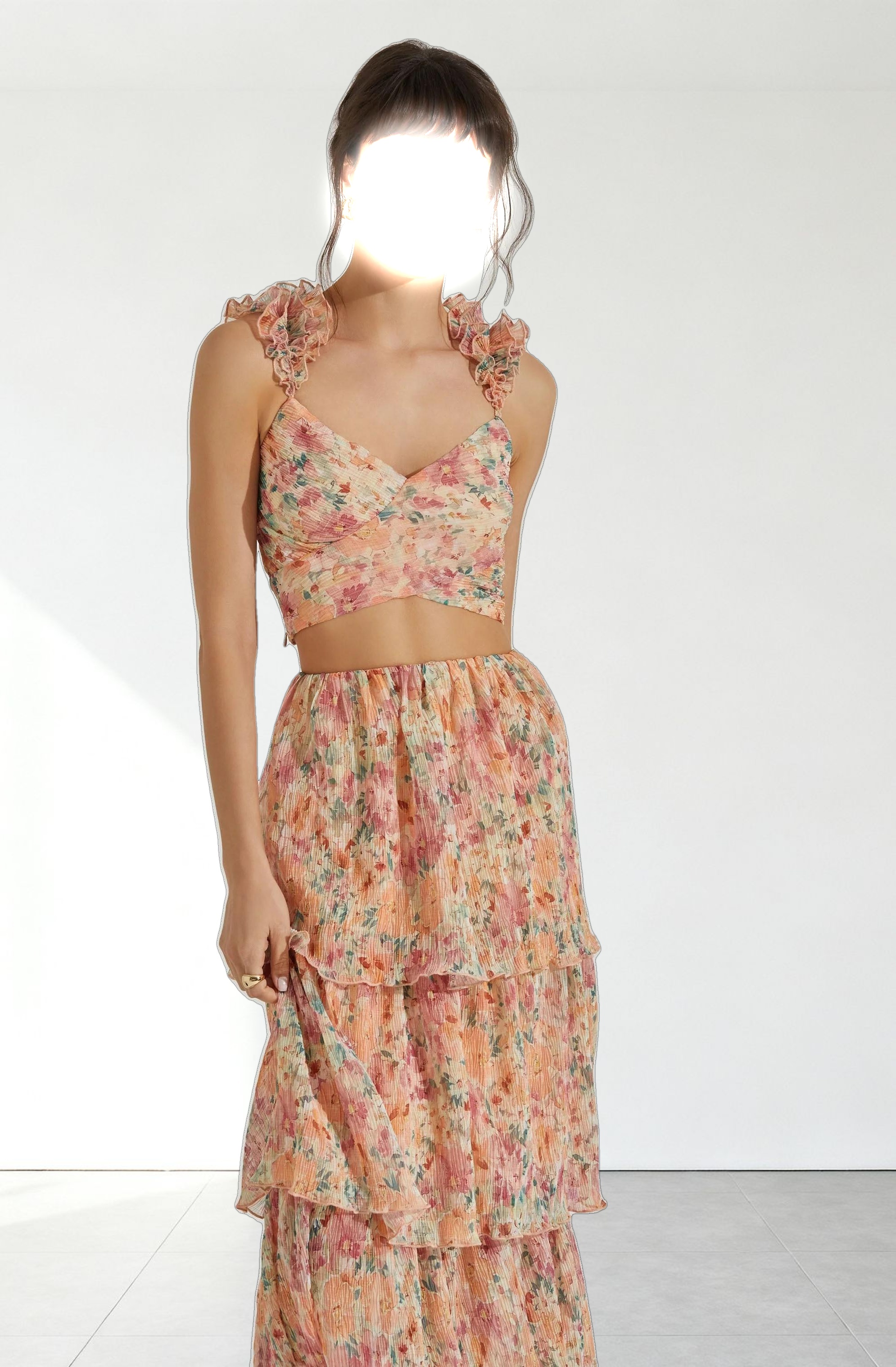 Plisse Cross Bust Top