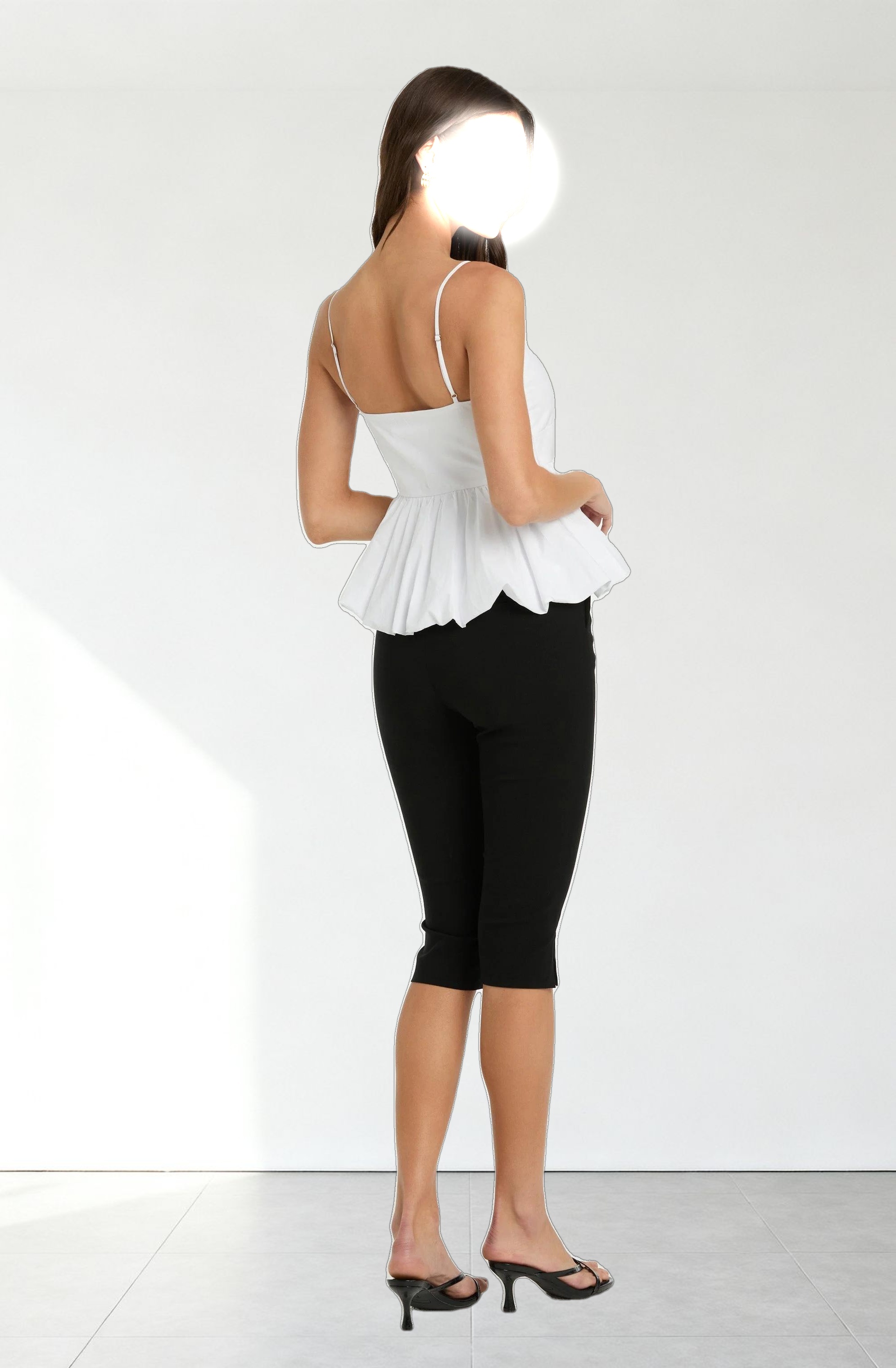 Cutout Bubble Hem Peplum Top