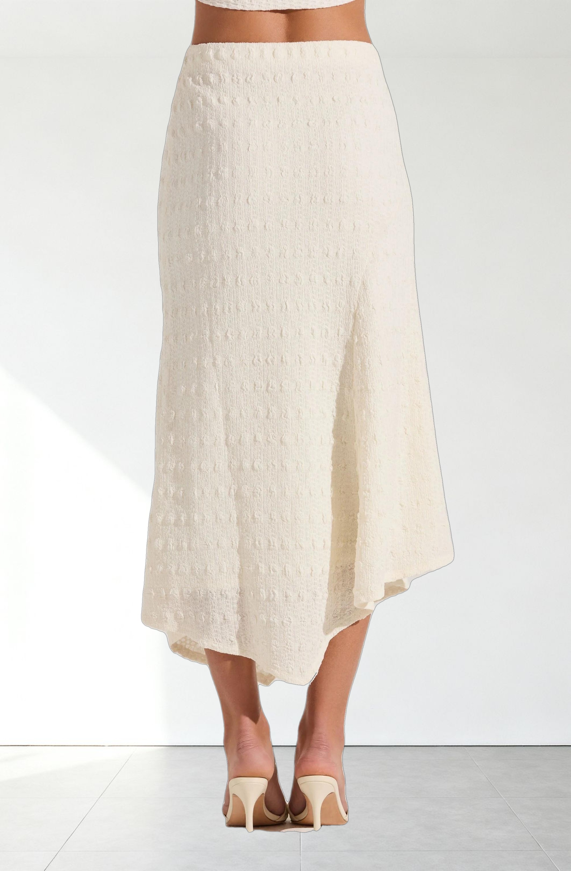 Textured Asymmetric Knit Skirt