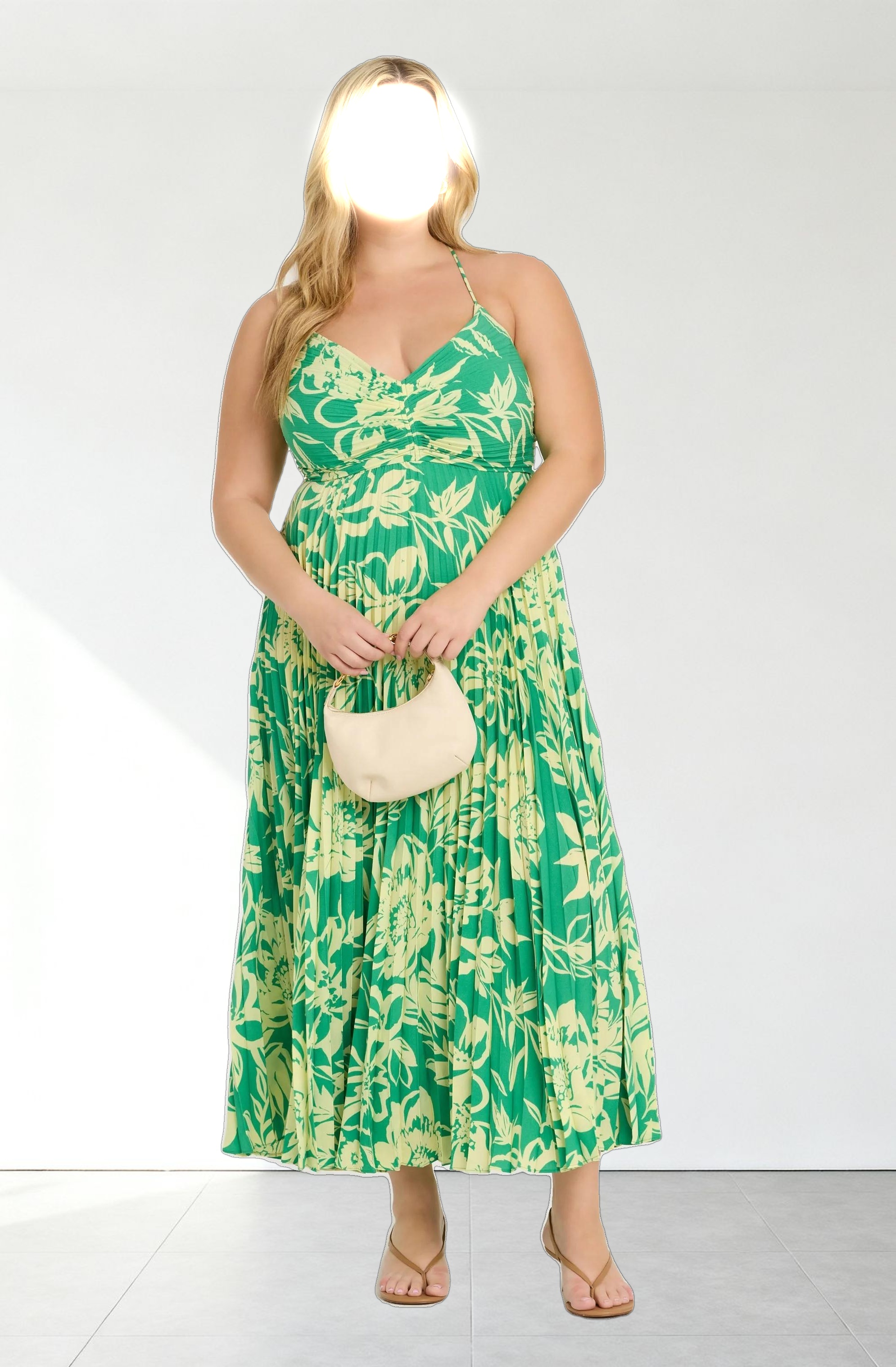 Blythe Floral Plisse Midi Dress