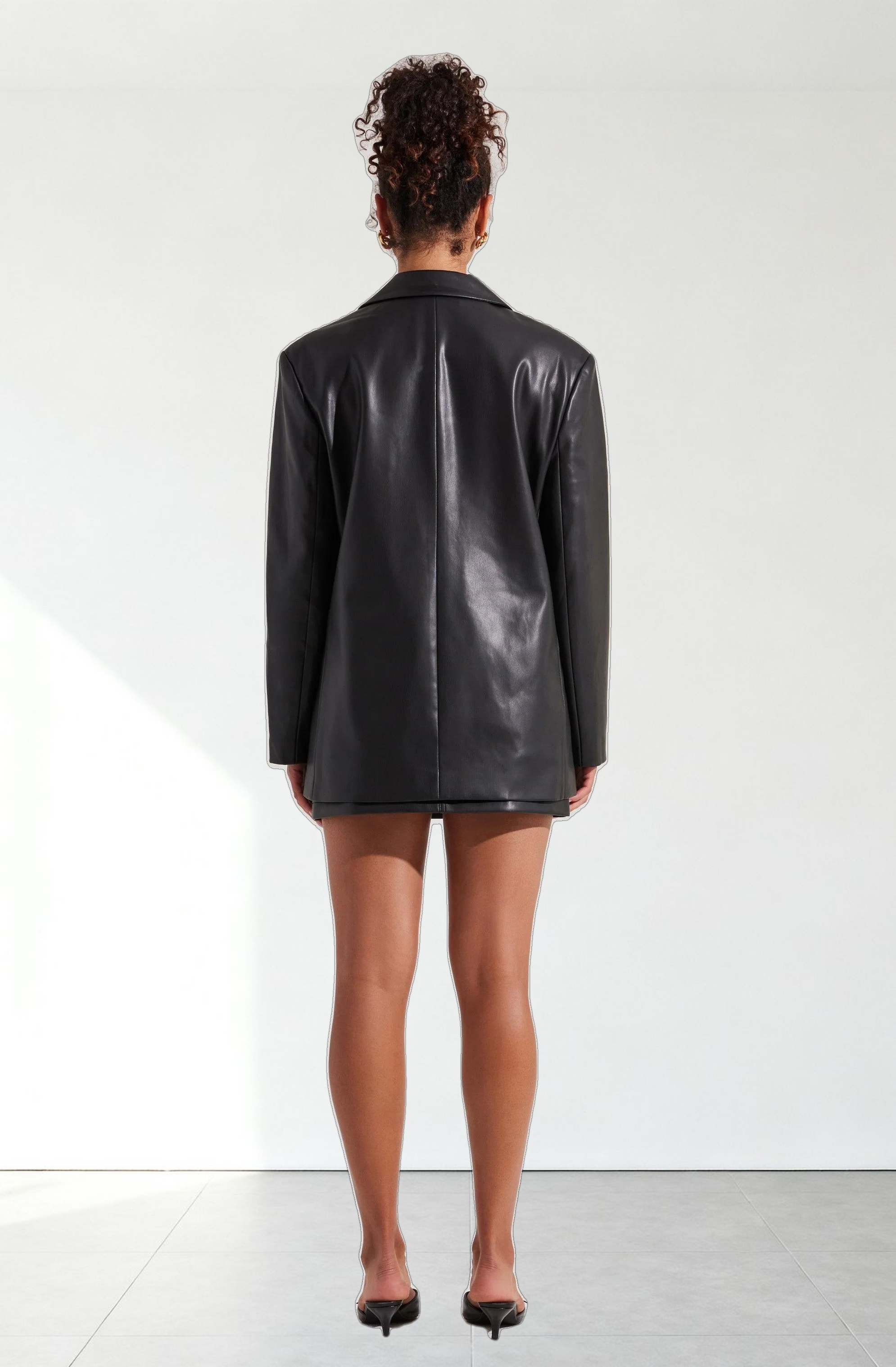 Ezra Faux Leather Oversized Blazer