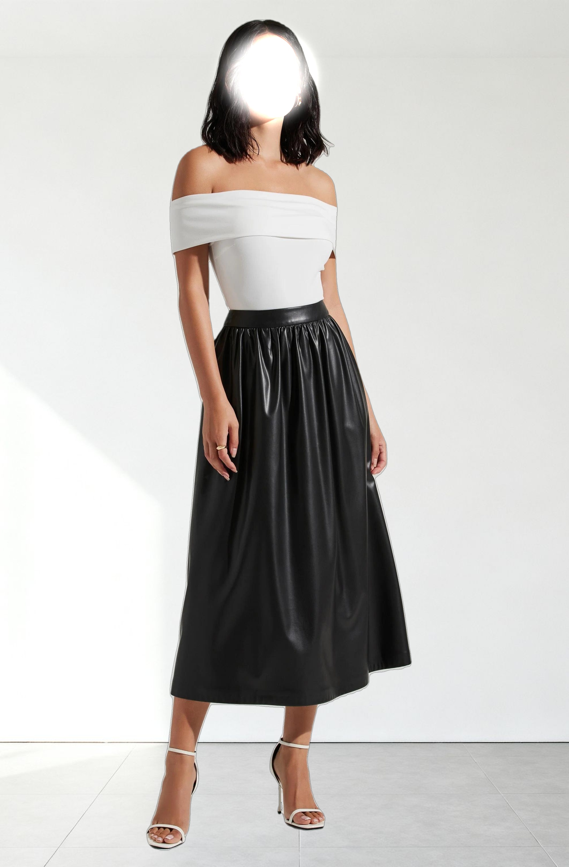 Diandra Faux Leather Midi Skirt