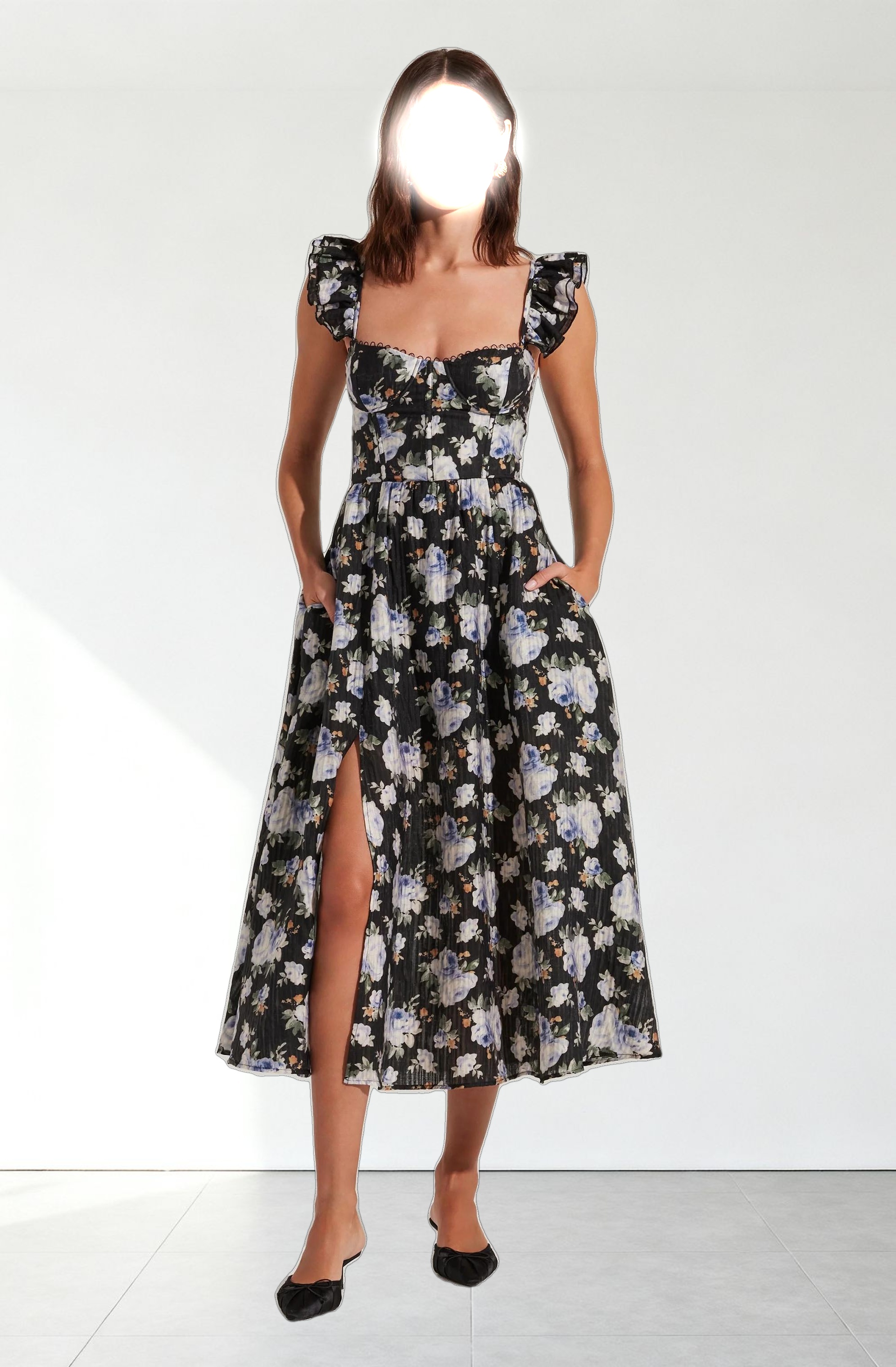 Wedelia Floral Bustier Midi Dress