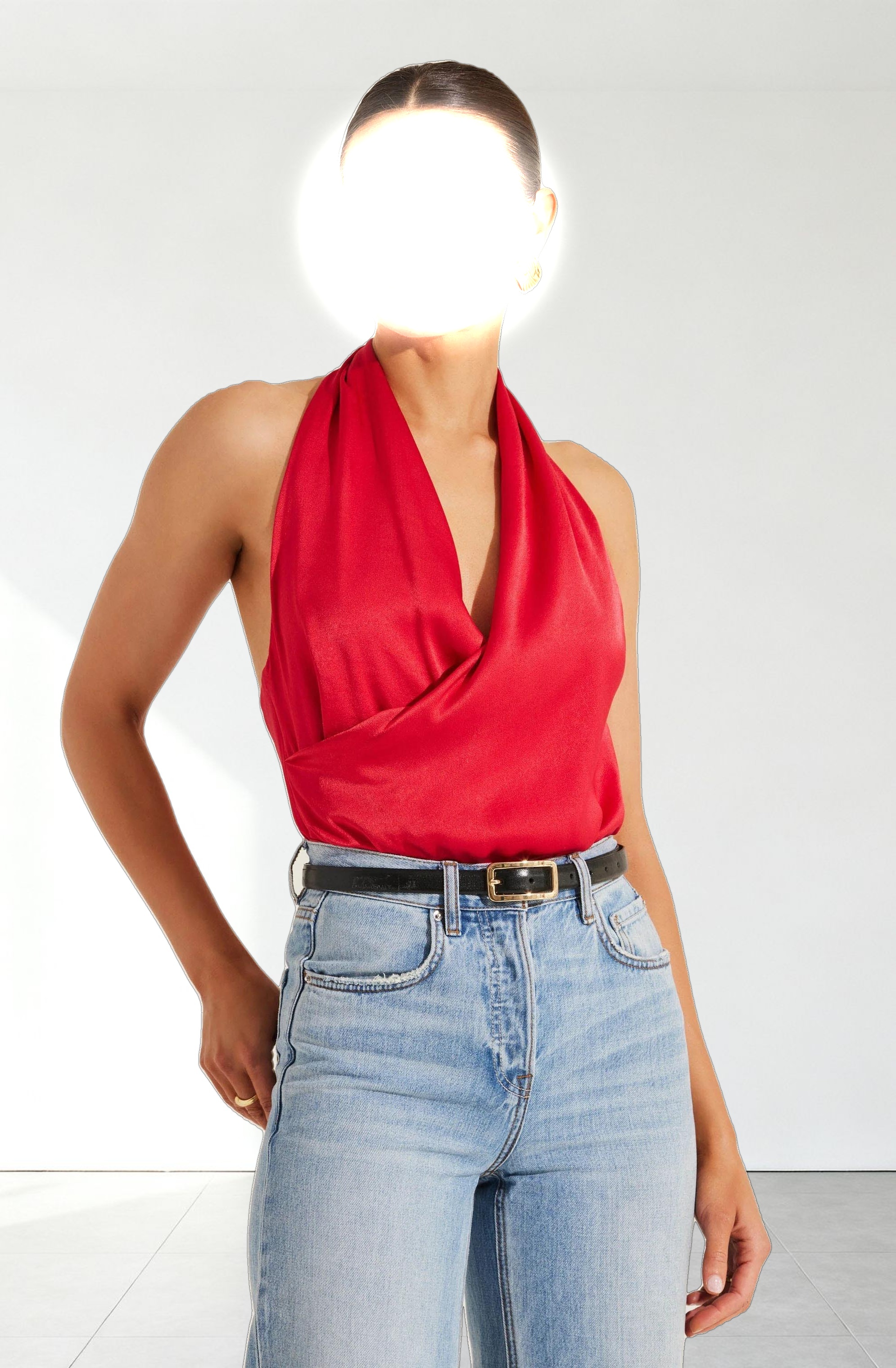 Draped Crossover Halter Top