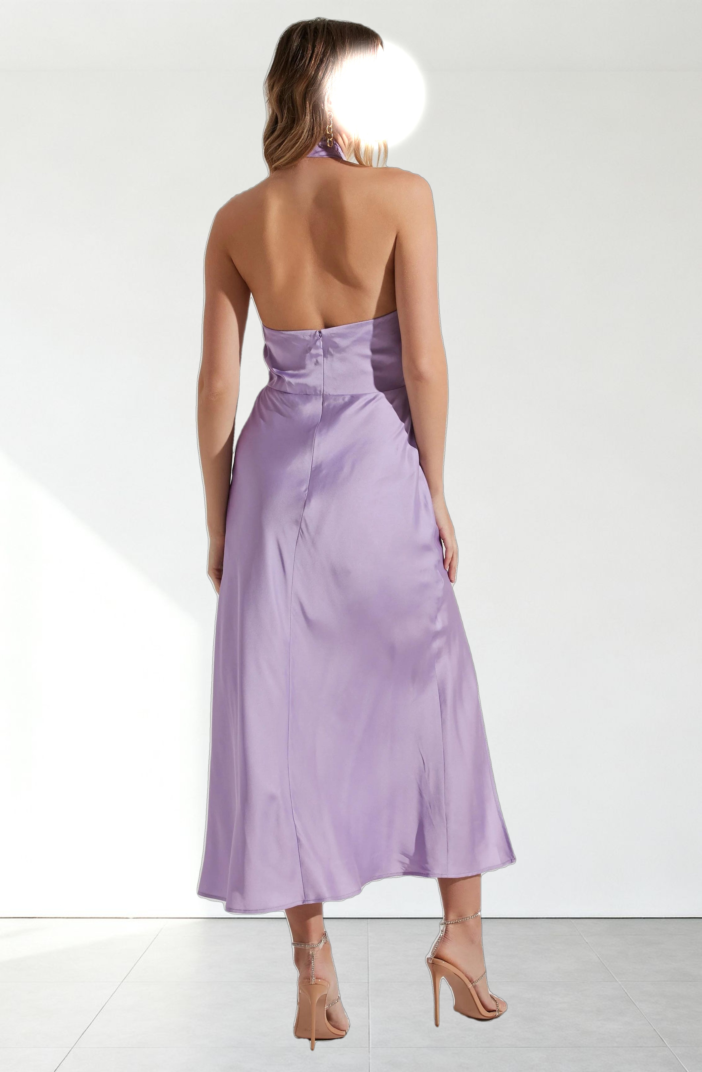 Marissa Satin Halter Neck Midi Dress