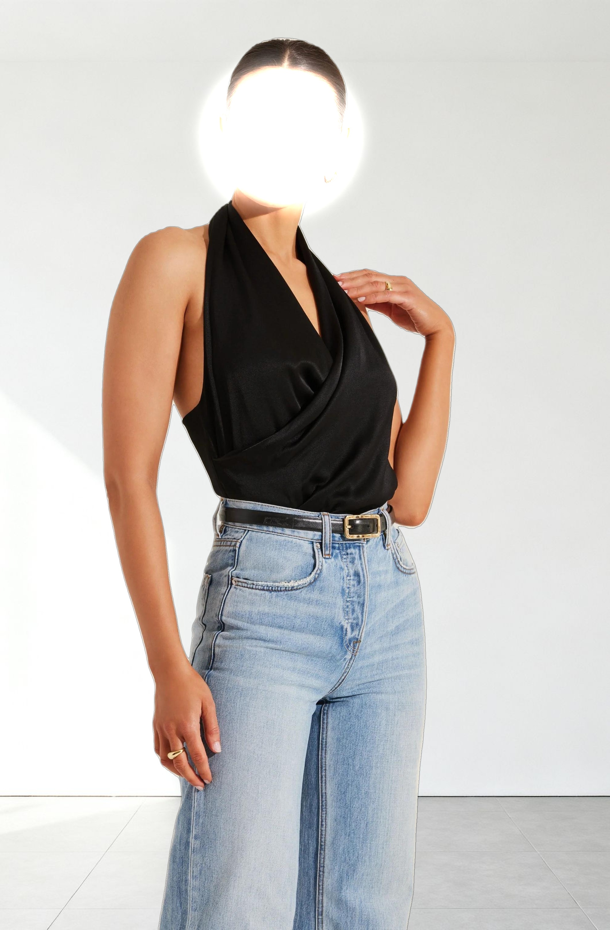 Draped Crossover Halter Top