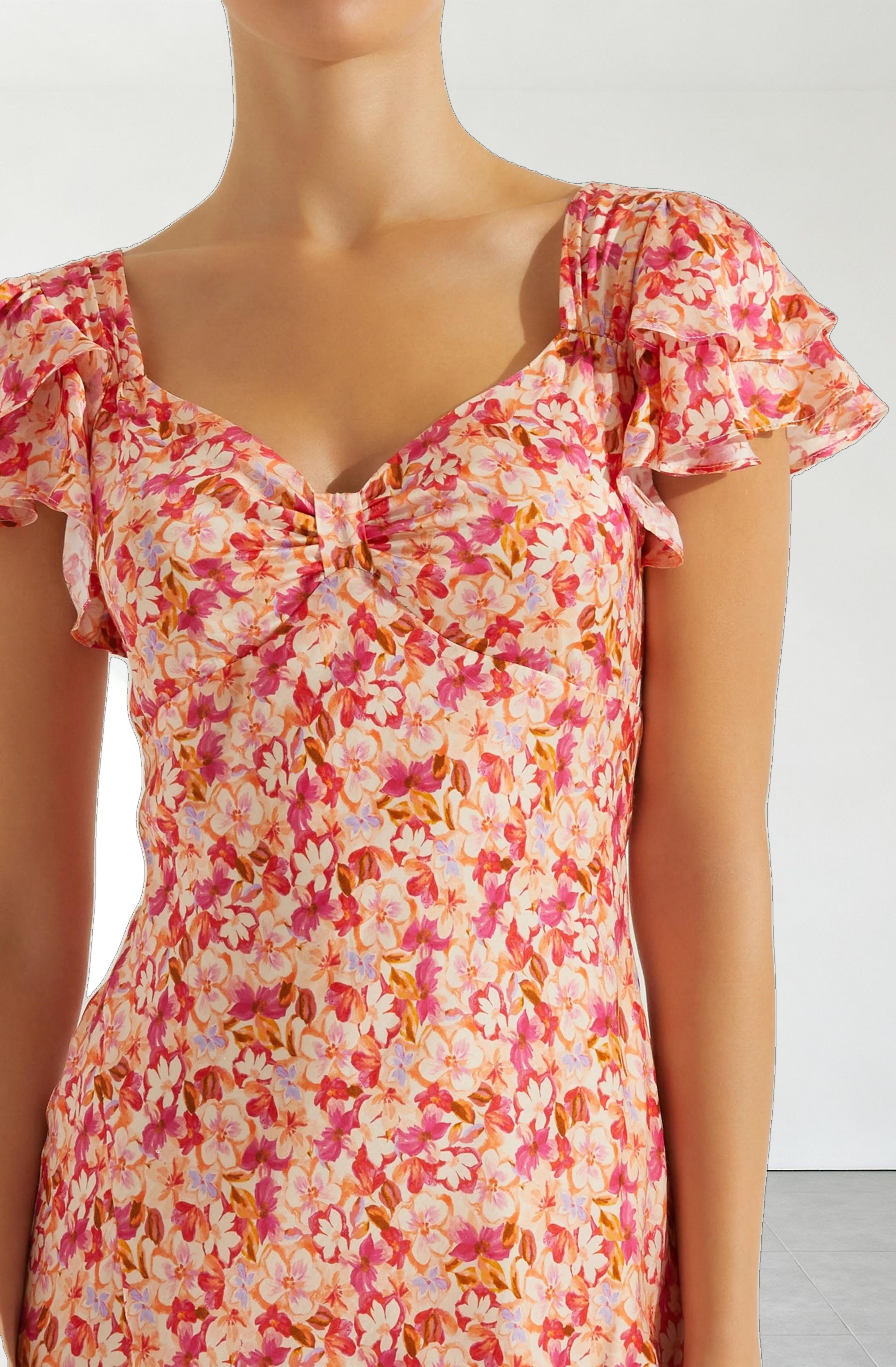 Maisy Floral Flutter Sleeve Midi Dress