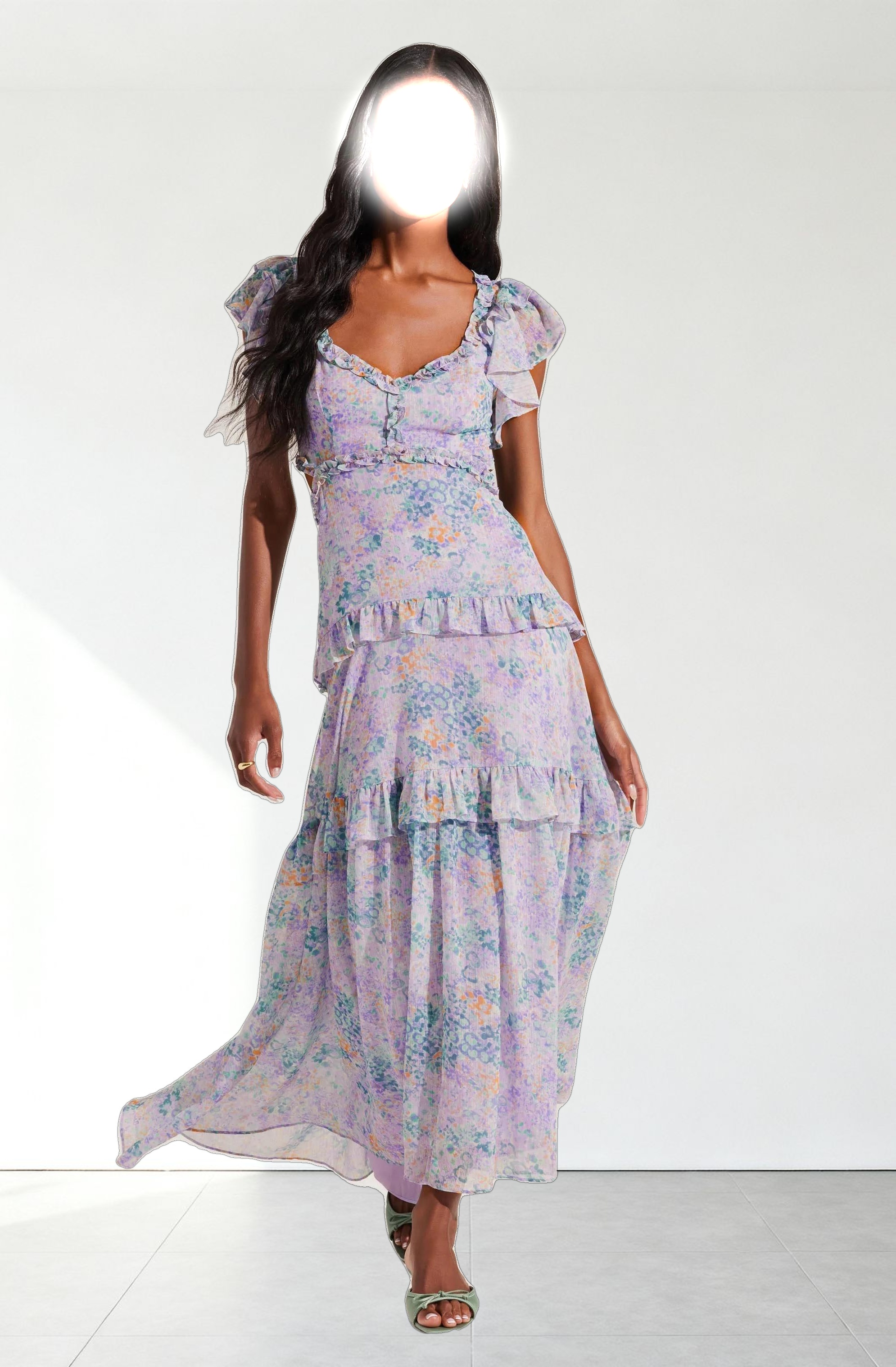 Mable Floral Tiered Ruffle Maxi Dress